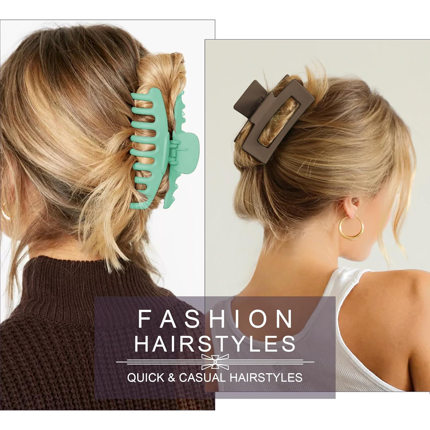4 Pcs Matte Non-Slip Large Hair Claw Clips for Women - Strong Hold Hair Clips for Thick & Thin Hair - Fashion Hair Styling Accessories - Perfect Christmas Gifts for Women & Girls - Great for Work, Parties & Everyday Hairstyles