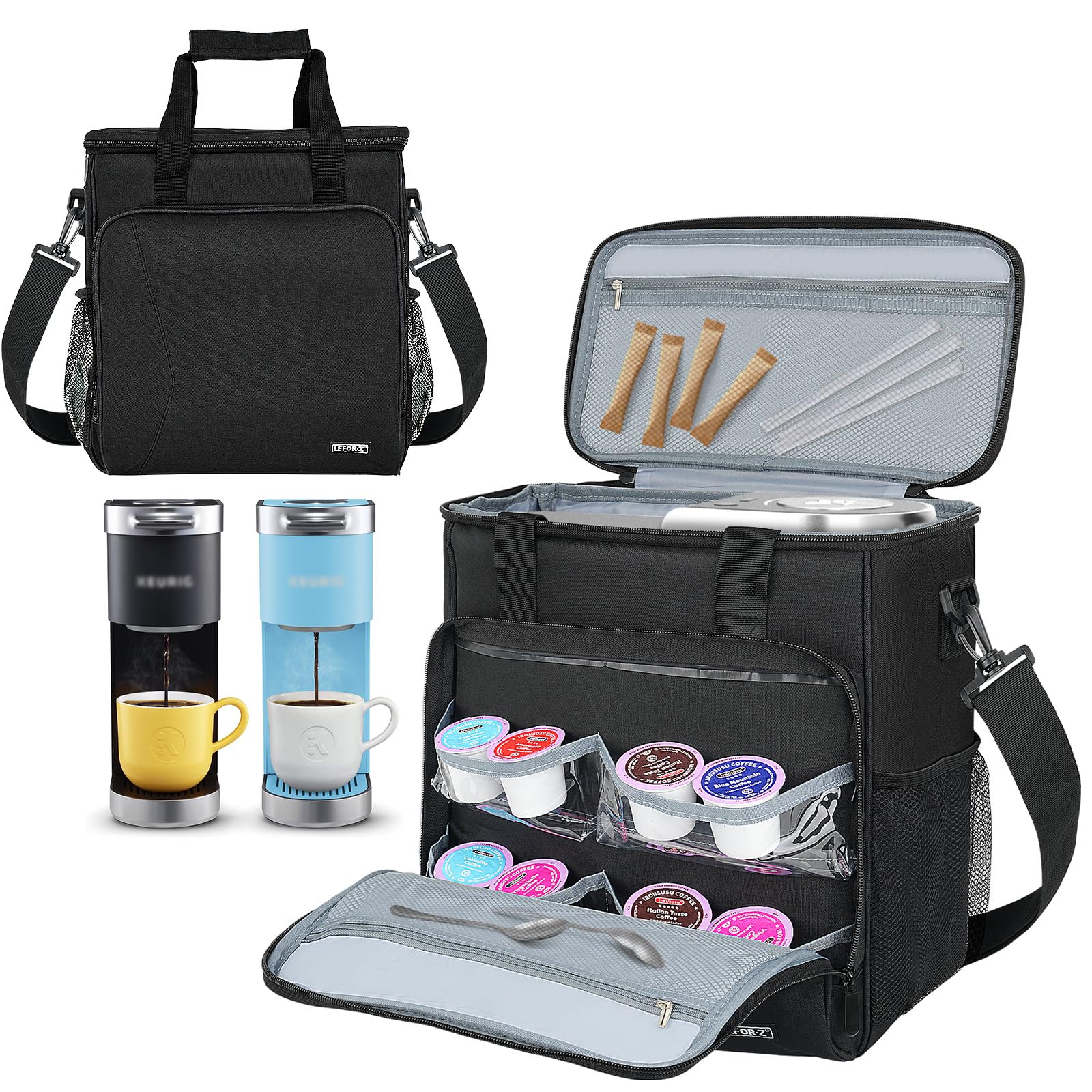 Portable Travel Coffee Maker Carrying Bag for Keurig K-Mini & K-Mini Plus - Compact Single Serve Coffee Machine Storage Case with Adjustable Shoulder Strap (Patented Design) - Perfect for Camping, Office & Road Trips