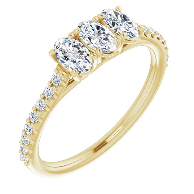 0.80 Carat Oval & Round Cut Diamond Wedding Band - 3 Stone Engagement Ring for Women - Perfect for Bridal, Anniversary & Special Occasions