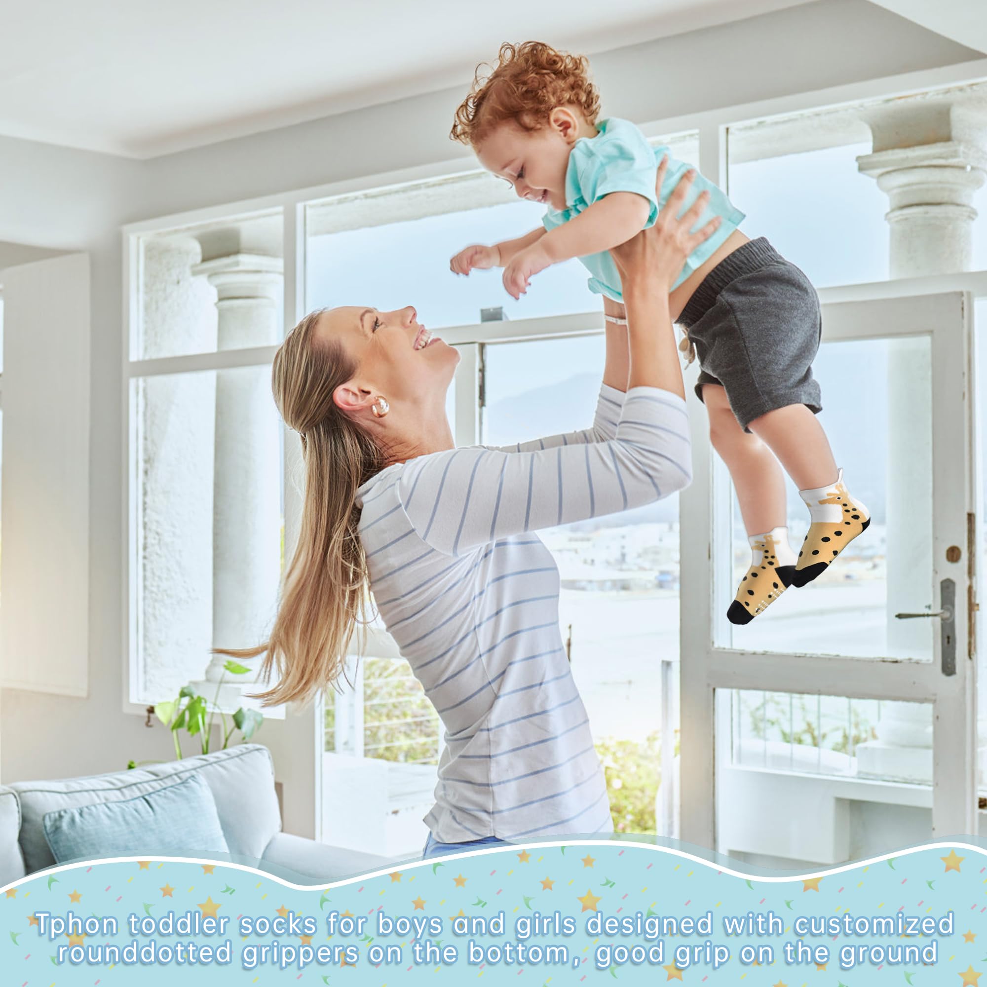 Non-Slip Baby Socks for Toddlers 0-7 Years - 12 Pairs Gripper Ankle Socks for Boys & Girls | Perfect for Playtime, Daycare & First Steps
