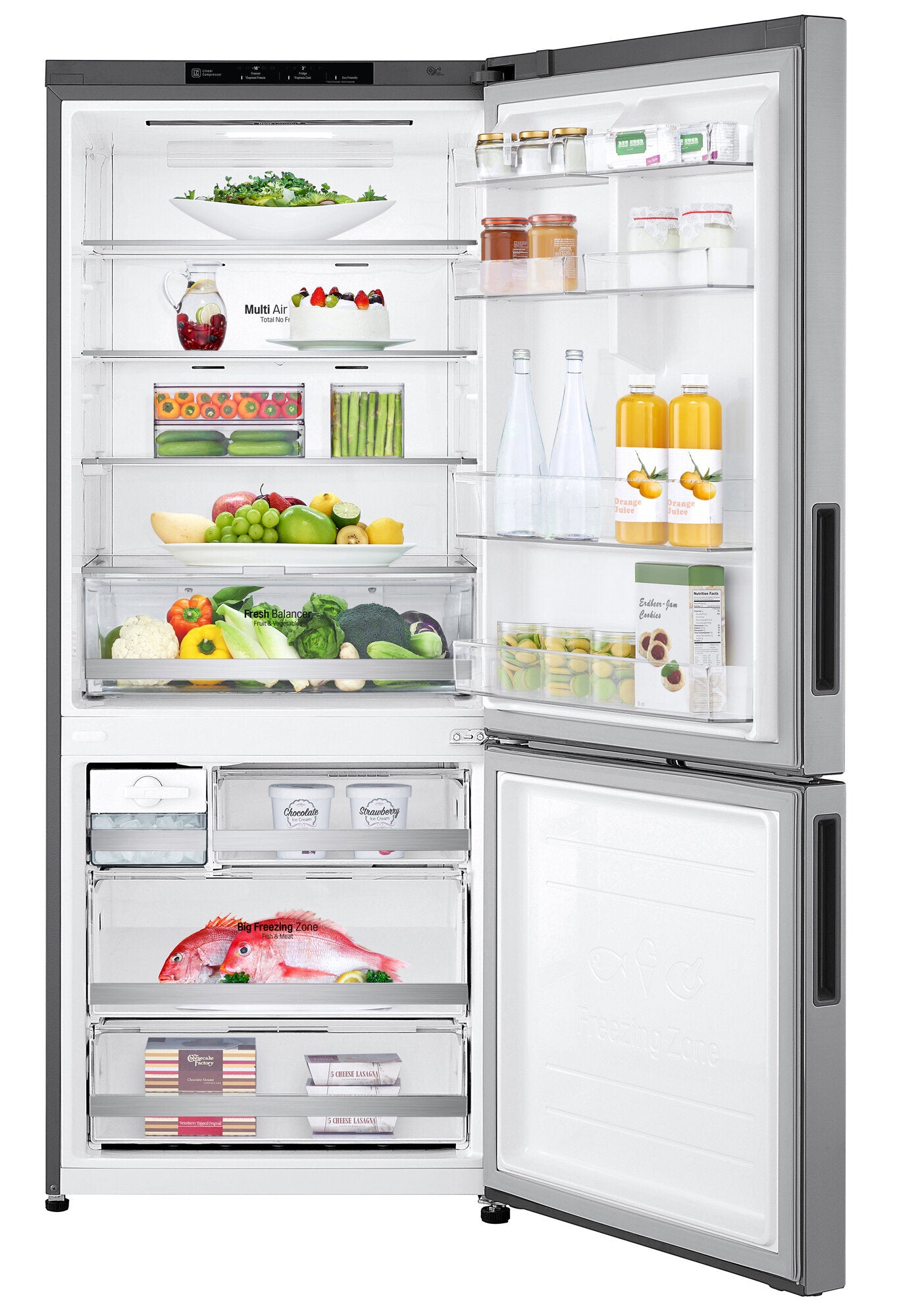 LG 420L Bottom Mount Refrigerator with Freezer - Stainless Steel GB-455PL - Energy Efficient French Door Fridge for Modern Kitchen & Home Use