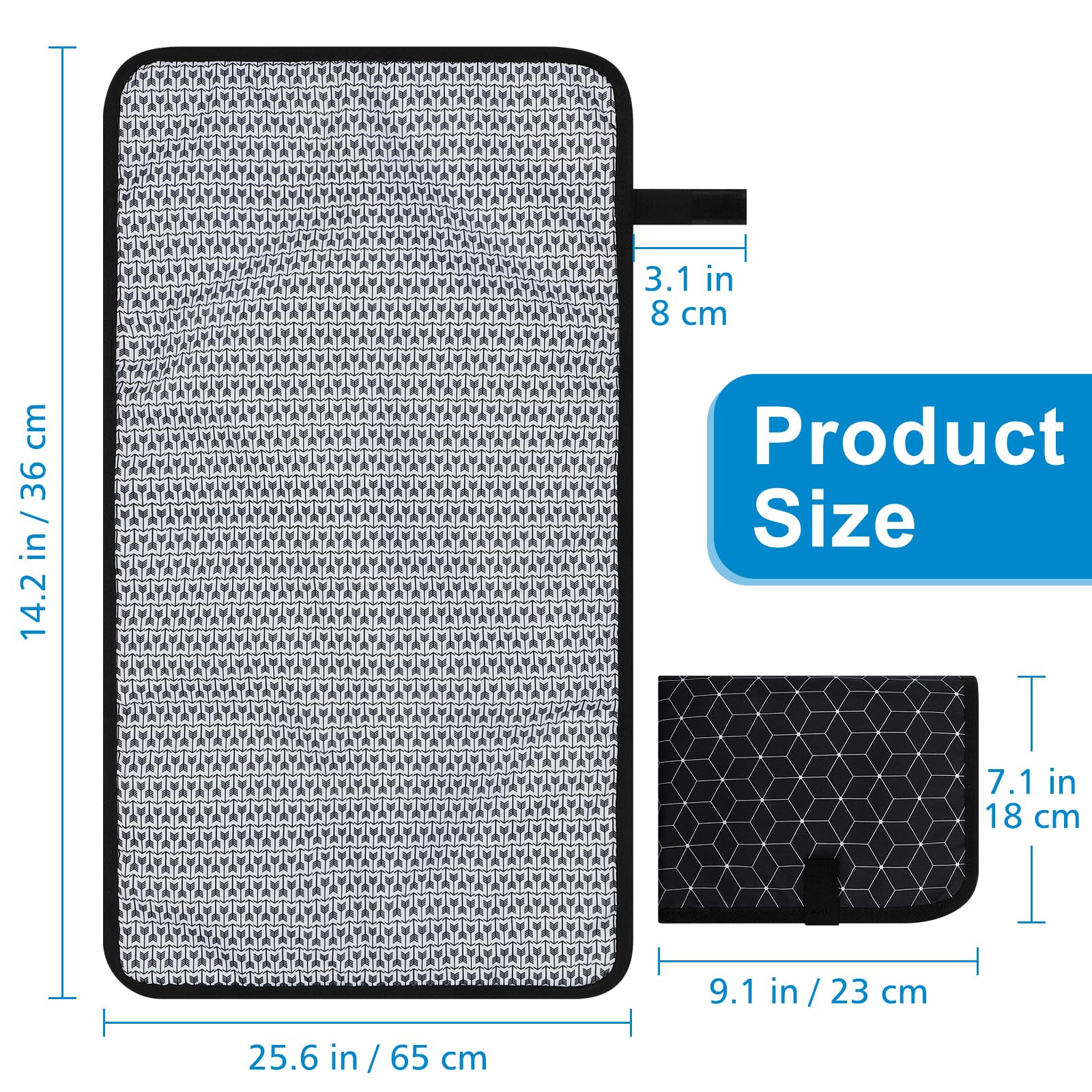 Accmor Waterproof Portable Baby Changing Pad - Foldable Travel Diaper Changing Mat for On-the-Go Parents (Black) | Perfect for Diaper Bags, Car Seats & Strollers