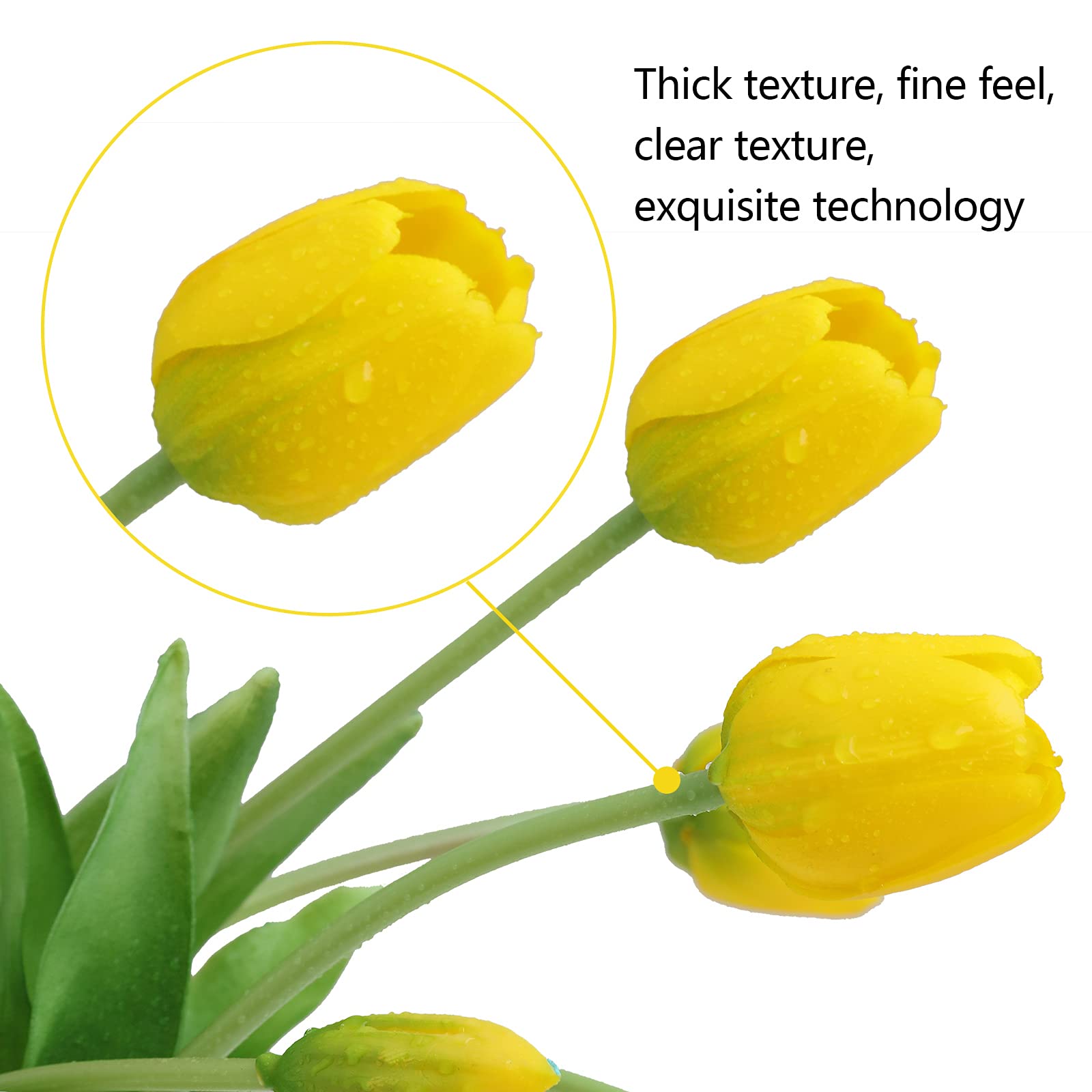 10pcs Real Touch Artificial Tulip Flowers - Faux Latex Tulips Bouquet with Gift Box for Wedding, Party, Home & Room Decor - Perfect for Centerpieces, Tablescapes & DIY Floral Arrangements (Yellow)
