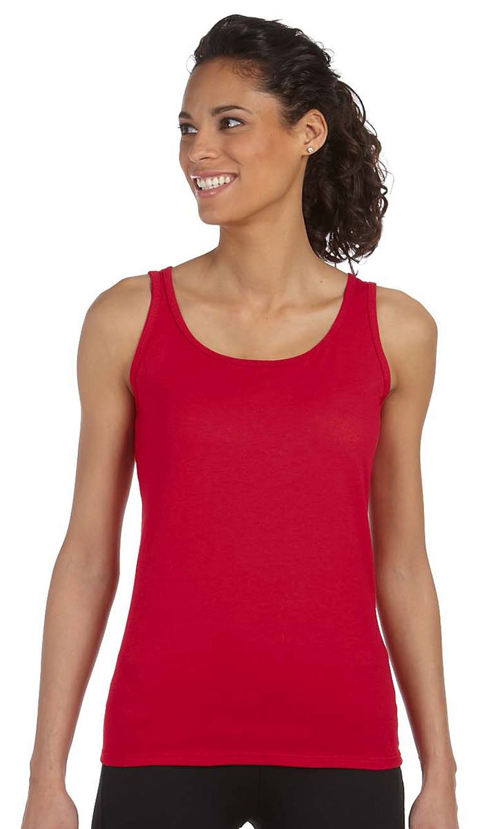 Gildan Ladies' Softstyle® 4.5 oz. Fitted Tank Top - Cherry Red | Women's Slim Fit Cotton Tee for Casual Wear, Gym & Summer Outfits