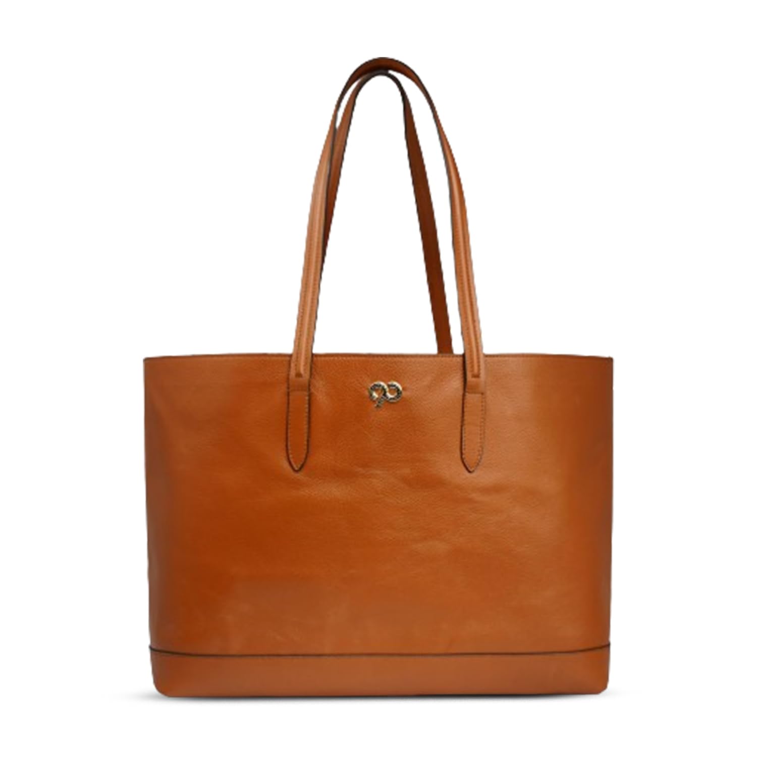 Genuine Leather Tote Bag for Women - Large Handmade Shoulder Bag with Snap Closure | Classic Tan Leather Handbag by Dharavi Market | Perfect for Work, Travel & Everyday Use