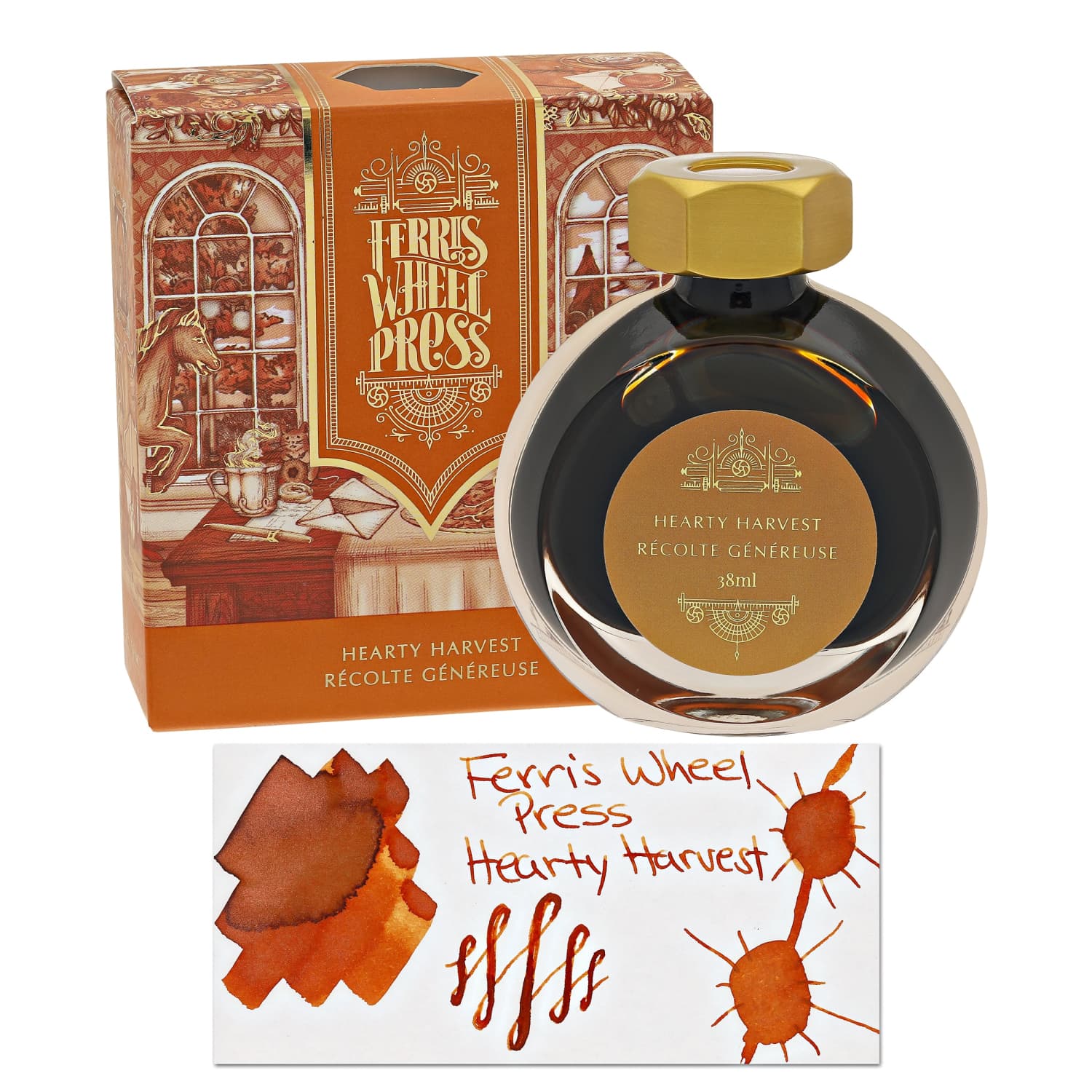 Hearty Harvest Shimmer Bottle Ink by Ferris Wheel Press - 38mL Fountain Pen Ink for Calligraphy, Journaling & Artistic Writing