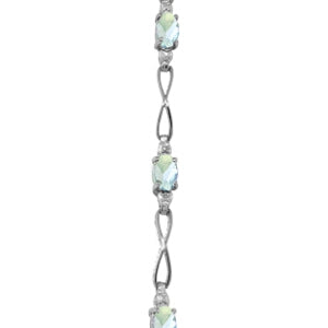 1.16 Carat 14K Solid White Gold Tennis Bracelet with Genuine Aquamarine & Diamond Accents | Elegant Jewelry for Women, Perfect for Weddings, Anniversaries & Special Occasions