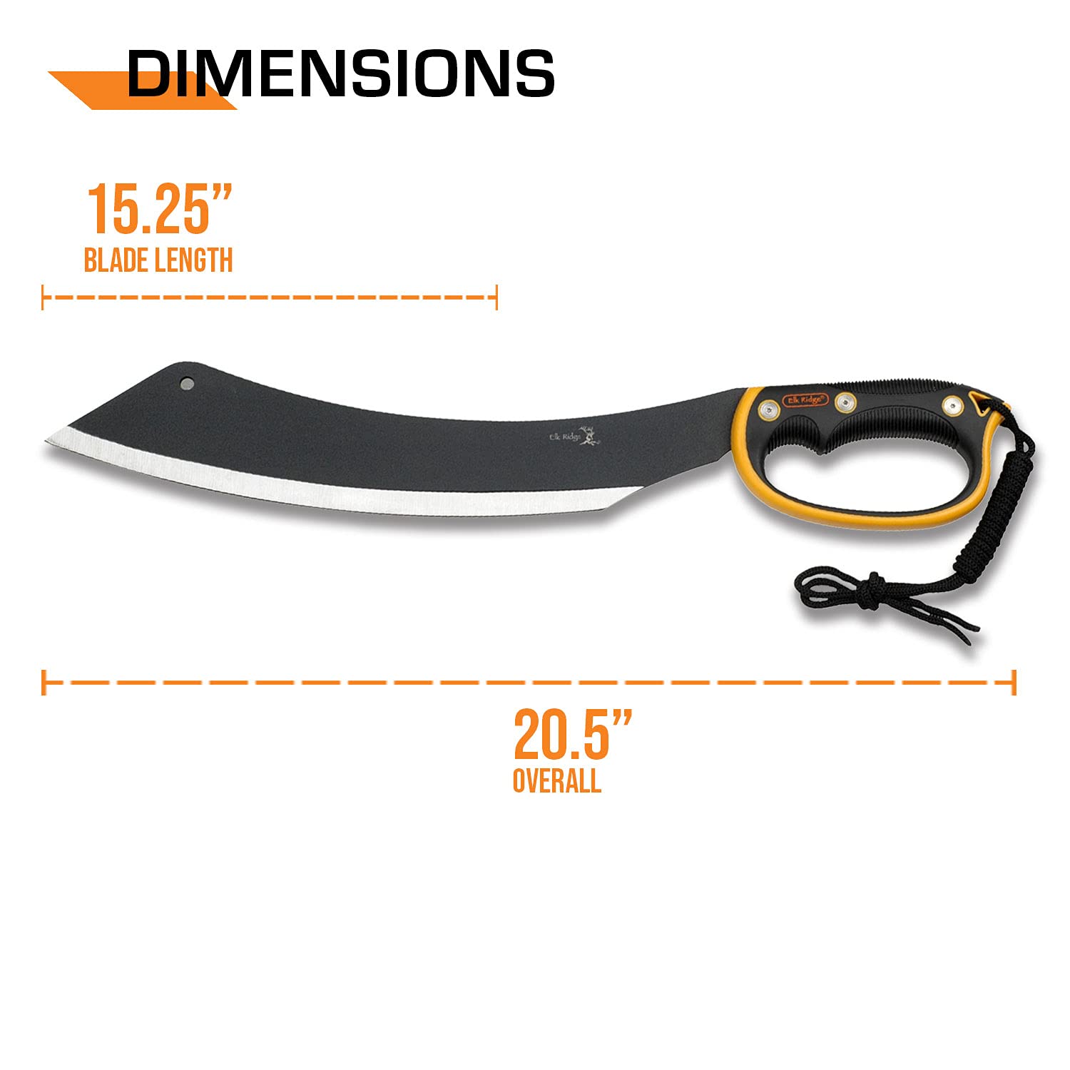 Elk Ridge 20.5-inch Fixed Blade Machete with Black Stainless Steel Blade - Orange & Black Ergonomic Handle, Lanyard & Nylon Sheath - Perfect for Camping, Hunting, Survival & Outdoor Adventures (ER-280)