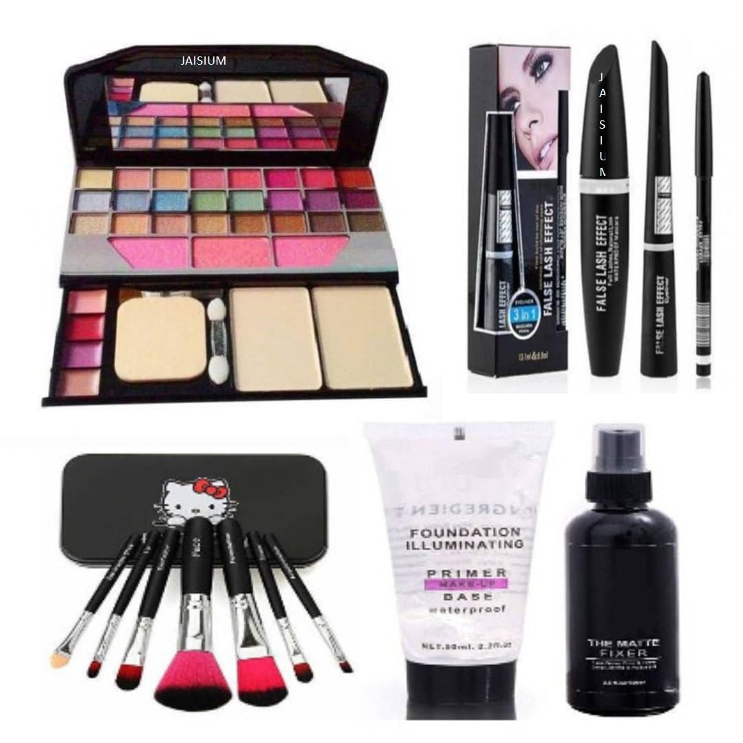 6155 Multicolor Makeup Kit - 3-in-1 Eyeliner Kajal Mascara & Brush Set with Fixer & Primer | Perfect for Professional Makeup, Bridal Looks & Everyday Beauty (12 Colors)