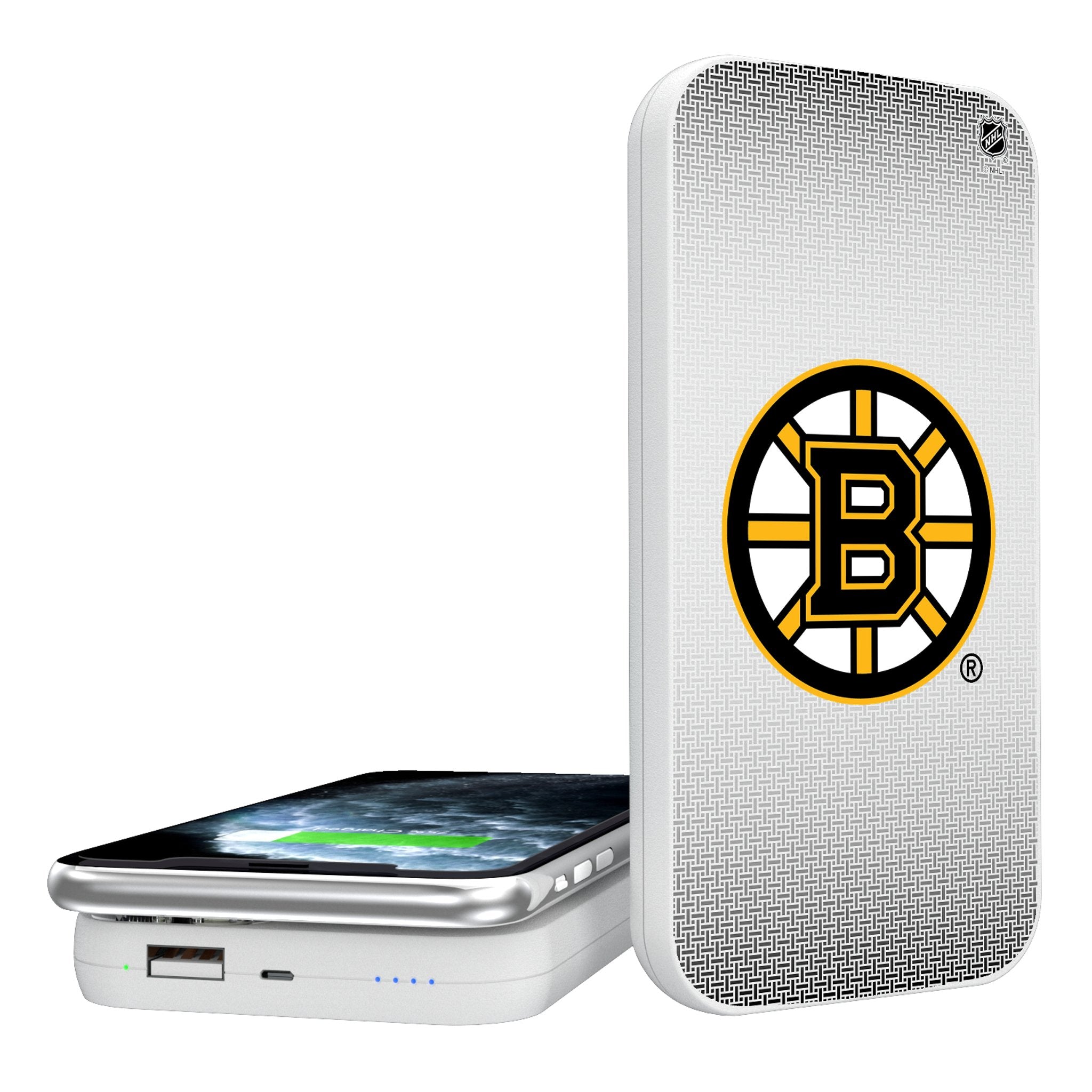 Boston Bruins 5000mAh Portable Wireless Charger Power Bank - Fast Charging for iPhone, Samsung & AirPods - Perfect for Travel, Office & Game Days