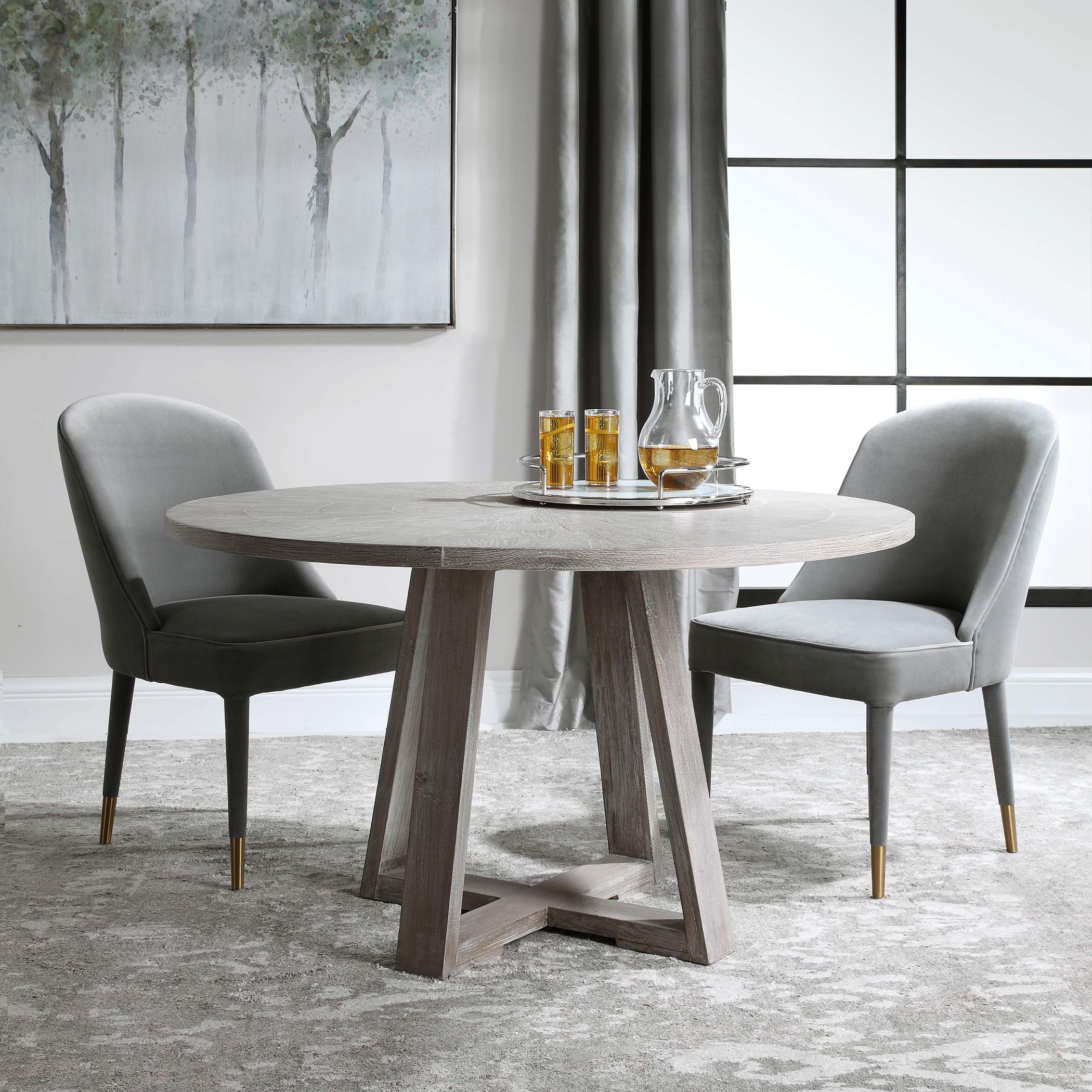 Gidran Gray Dining Table - Modern Solid Wood Table for Kitchen, Dining Room, and Small Spaces