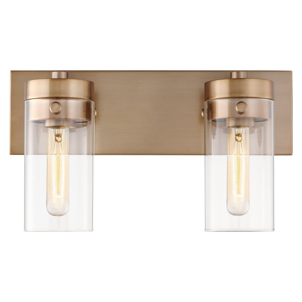 Nuvo Lighting Intersection 2-Light Bathroom Vanity Light in Burnished Brass - Perfect for Modern Bathrooms & Powder Rooms
