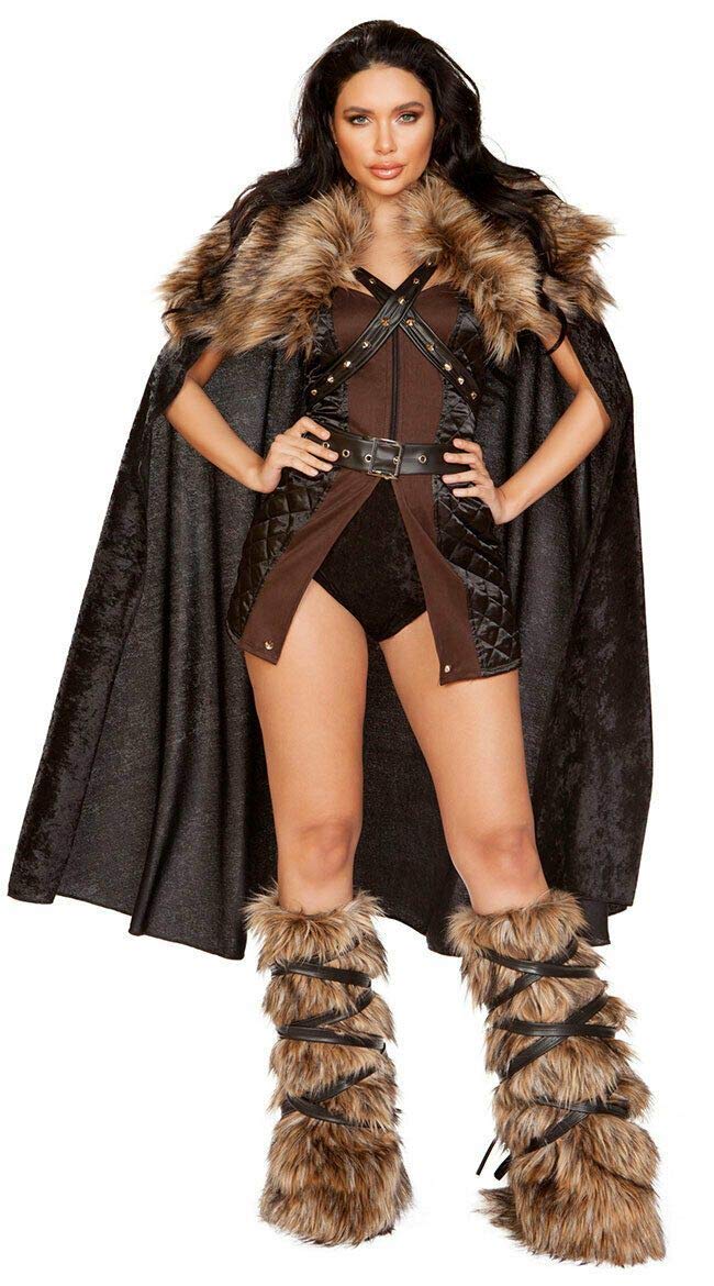 Northern Warrior Black & Brown Women's Party Costume - Viking Warrior Outfit for Halloween, Cosplay & Themed Parties