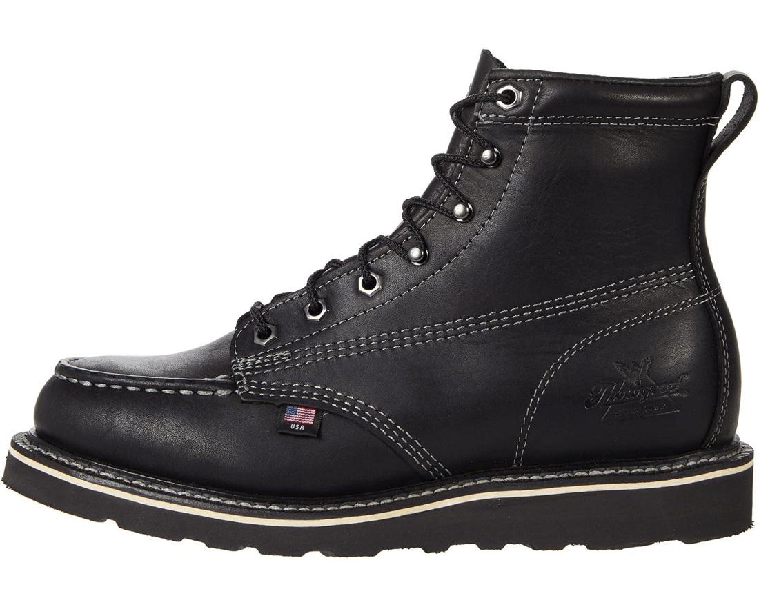 Midnight Series 6 Moc Toe Boots for Men - Black Leather Work Boots with Slip-Resistant Sole | Perfect for Construction, Hiking & Outdoor Activities
