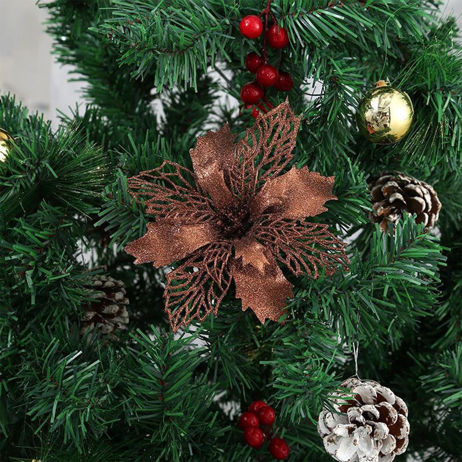 Muised Ornaments 2021 Christmas Tree Decorations - Realistic Artificial Flower Xmas Ornaments for Holiday Home Decor, Perfect for Bedroom, Living Room & Christmas Tree Decorating