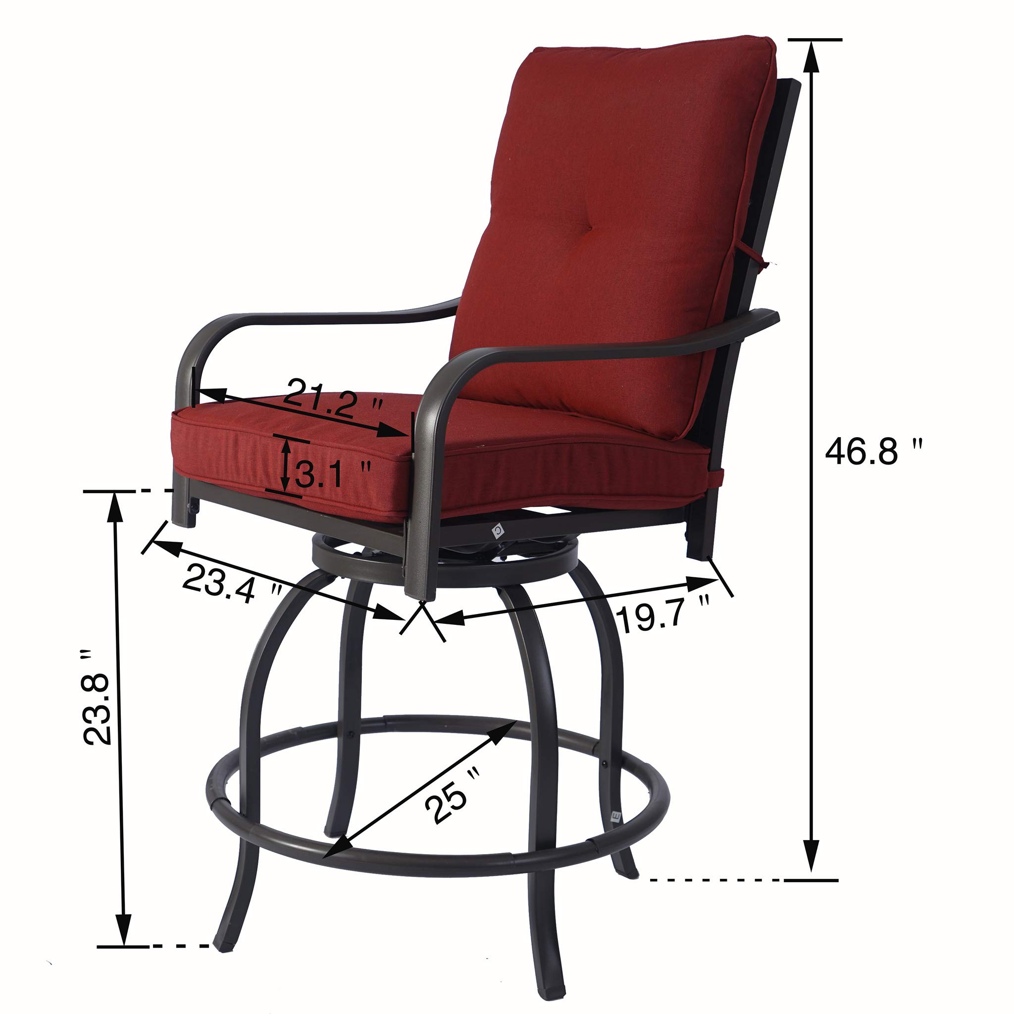 **Kozyard Isabella Outdoor Patio Swivel Bar Stools - Counter Height Tall Swivel Chairs for Bistro, Backyard, Cafe, Restaurant & Bar (Burgundy) - Perfect for Outdoor Dining, Lounging & Entertaining**