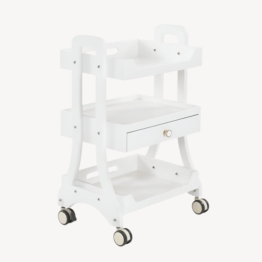 Beauty Salon Rolling Trolley ML004 with Drawer - Mobile Storage Cart for Hair Stylists, Nail Technicians & Spa Professionals - Perfect for Salon Organization & Beauty Tools Storage