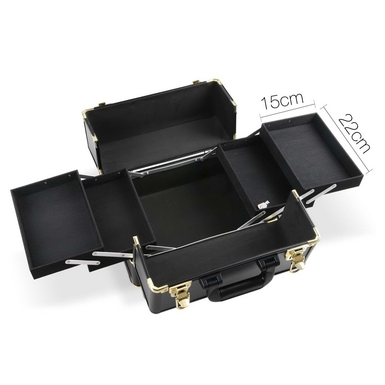 Embellir Professional Makeup Case Beauty Trolley - Gold Cosmetic Organizer with Wheels for Travel, Salon & Home Storage | Portable Makeup Storage for Artists & Beauty Enthusiasts