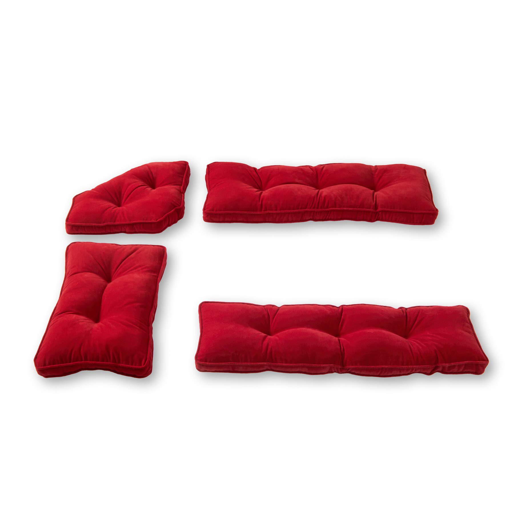 Greendale Home Fashions Hyatt Microfiber 4-Piece Kitchen Nook Cushion Set - Soft & Durable Crimson Red Bench Seat Cushions - Perfect for Breakfast Nook, Window Seat & Dining Bench