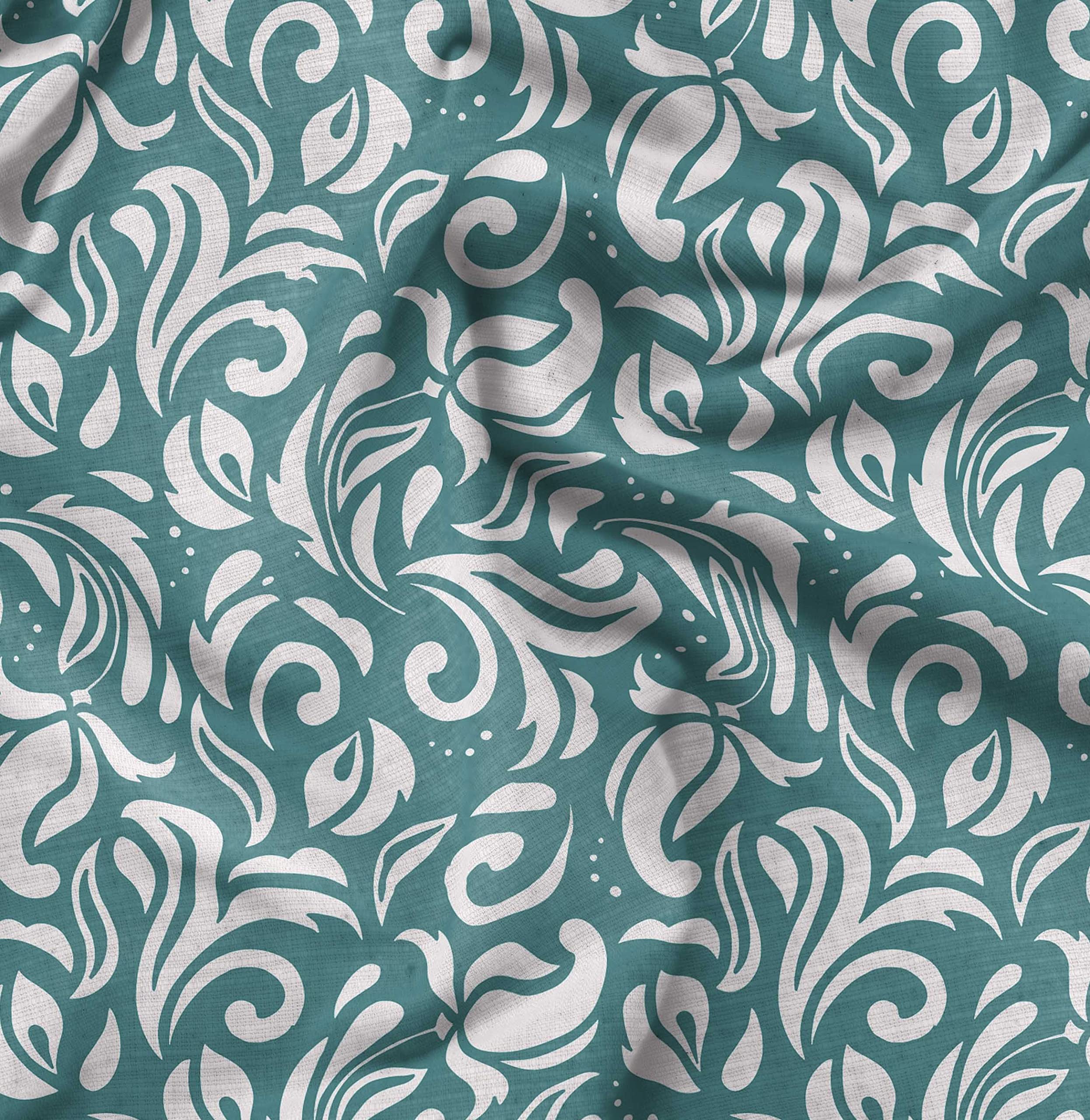 Soimoi Moss Green Georgette Fabric by The Yard - 42 Inch Wide Filigree Damask Print Material - Delicate & Elegant Printed Fabric for Dresses, Scarves & Home Decor Projects