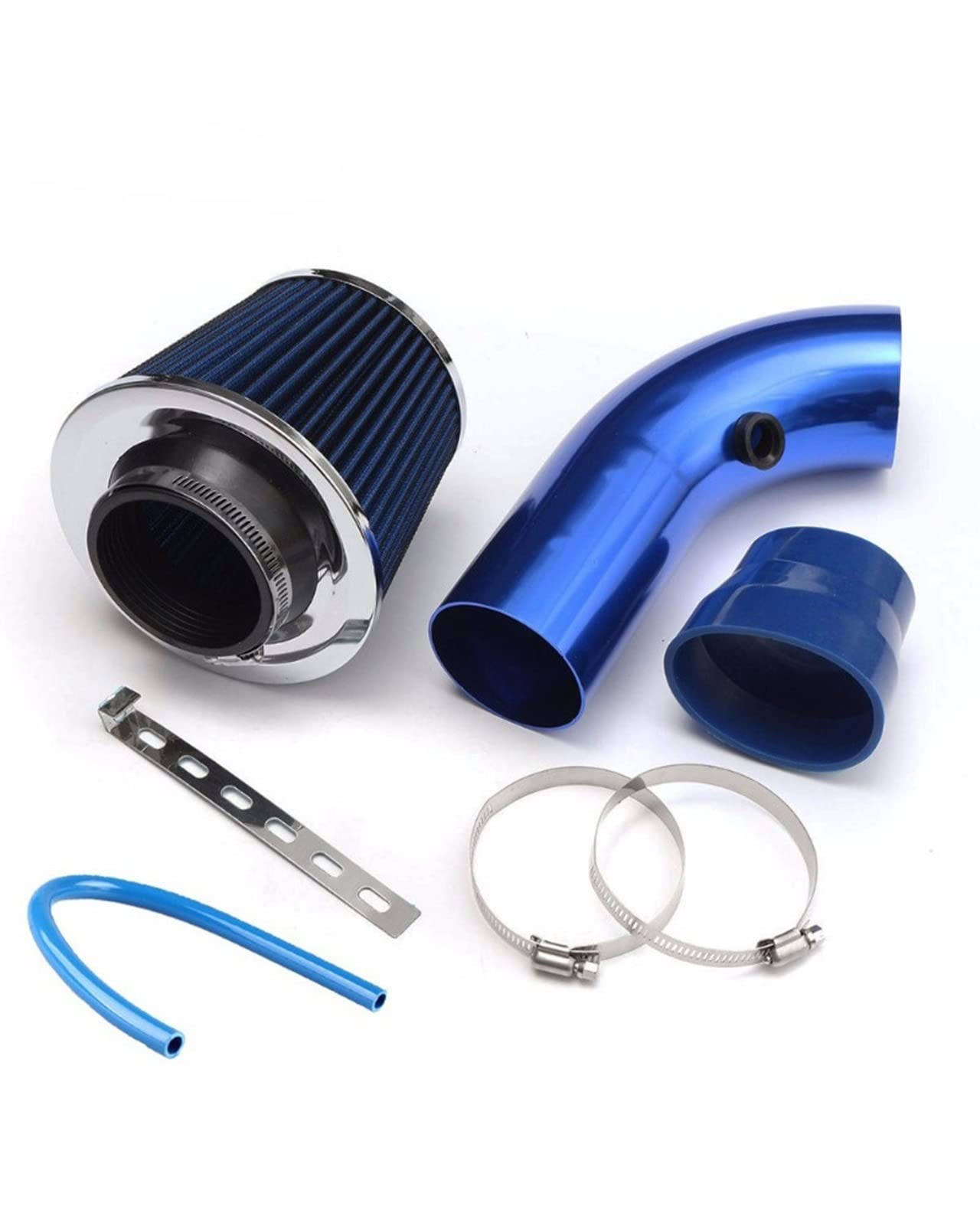 XCYY Universal 76mm Cold Air Intake Kit - Aluminum Alloy Racing Car Air Filter Induction Pipe System (Blue) - High Performance Airflow Upgrade for Cars, Trucks & SUVs - Perfect for Street Racing & Off-Road Adventures