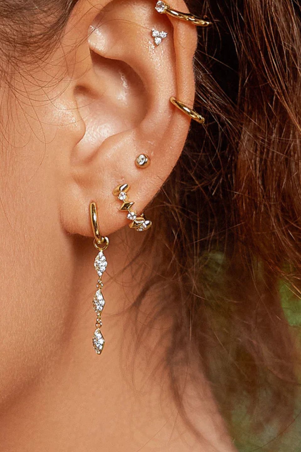 Art Deco Sparkle Gold Huggie Earrings for Women - 14K Gold Plated Hoop Earrings for Everyday Wear & Special Occasions