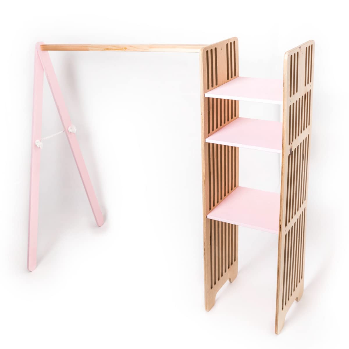EWART WOODS Kids Wooden Wardrobe - Montessori Clothing Rack & Dress Up Storage for Toddlers - Children's Room Furniture for Closet Organization (Perfect for Bedroom, Playroom & Daycare)