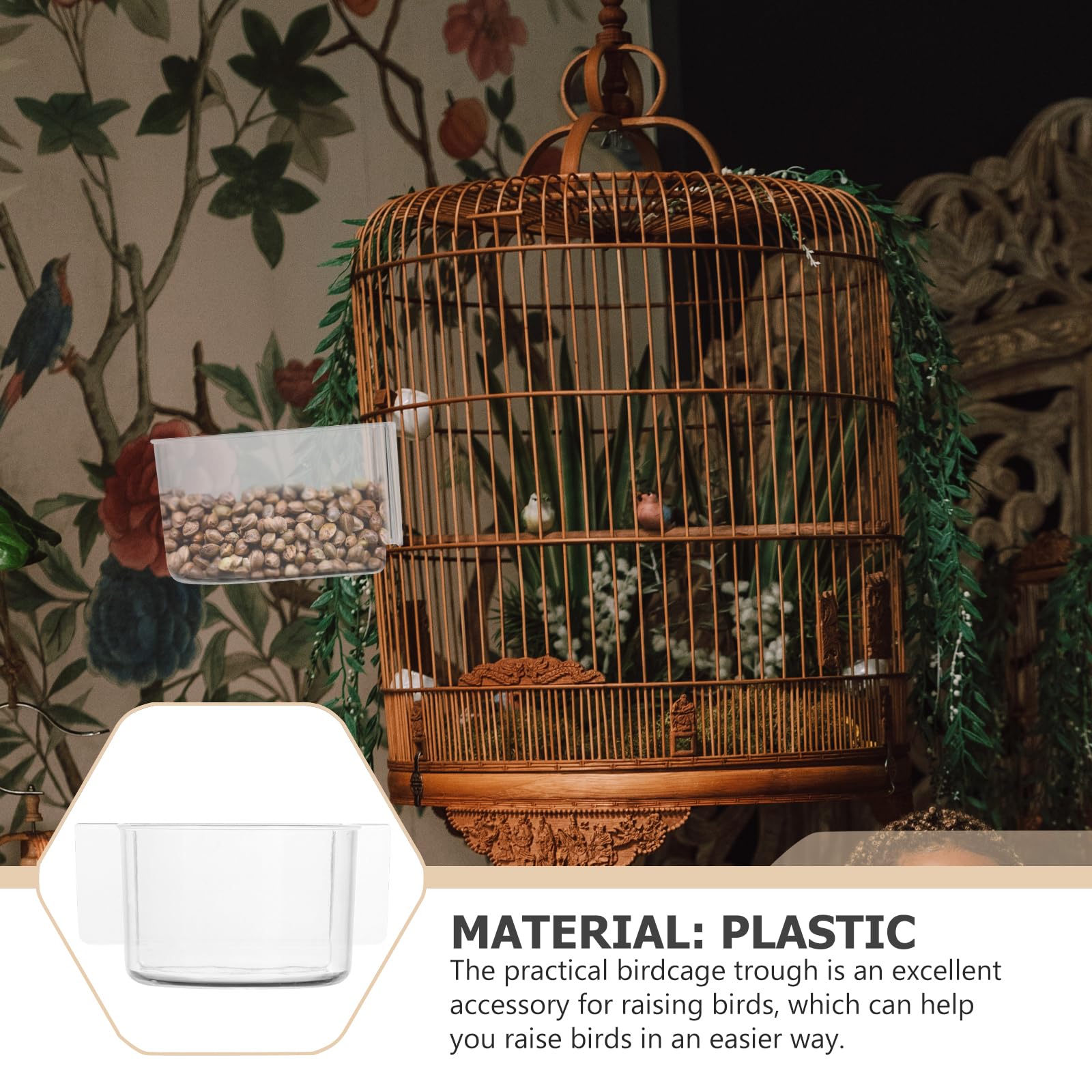 Balacoo 4-Pack Plastic Bird Feeder for Cage - Parrot Food & Water Bowl for Cockatiels, Budgies, Canaries - Durable Pet Bird Feeding Dish for Daily Use in Aviaries & Homes
