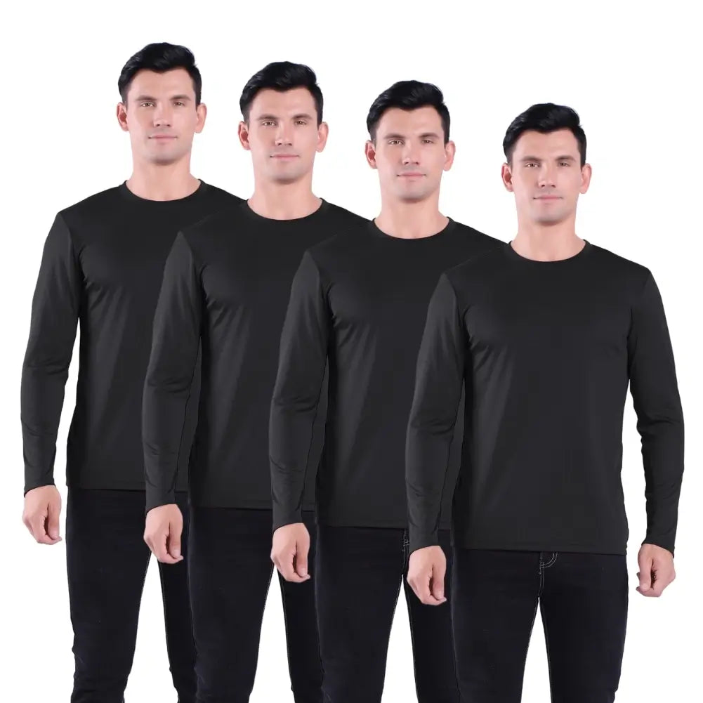 4 Pack Men's Performance Long Sleeve T-Shirts - Moisture Wicking, Quick Dry Workout Shirts for Running, Gym & Outdoor Activities