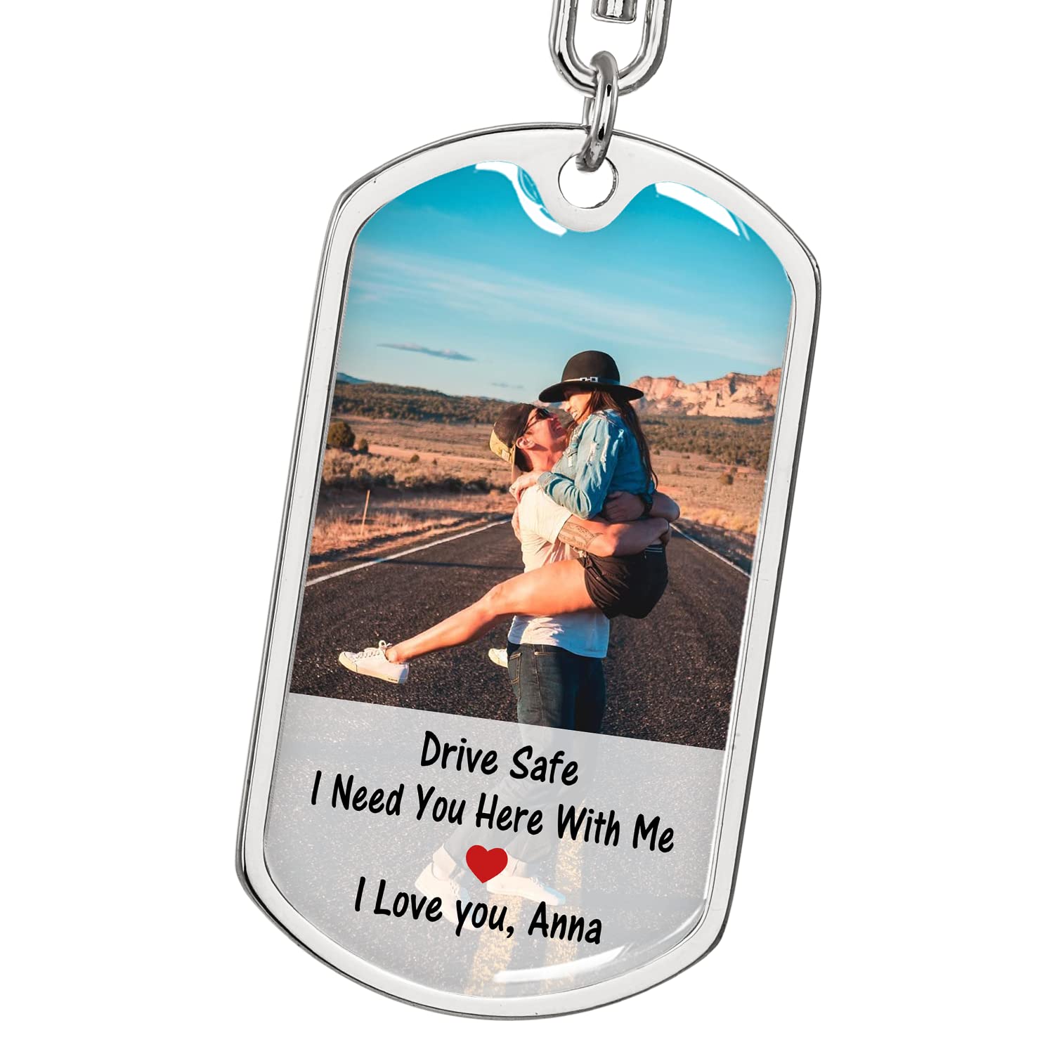 Custom Photo Couple Keychain - Personalized Engraved Keyring for Him, Boyfriend & Husband - Romantic Gift for Anniversaries, Valentine's Day & Couple Travel Accessories