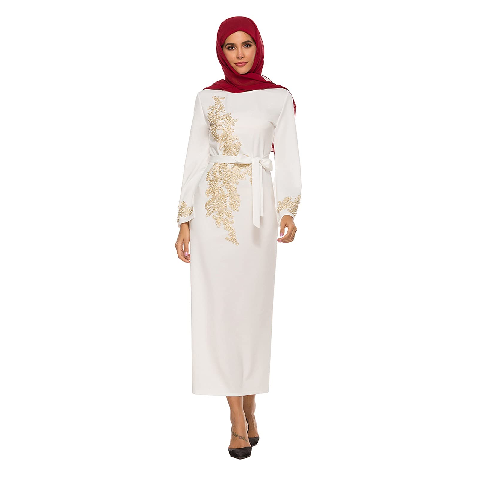 Elegant Embroidered Muslim Kaftan Dress for Women - Spring Maxi Abaya Evening Gown | Perfect for Ramadan, Eid, Weddings & Special Occasions