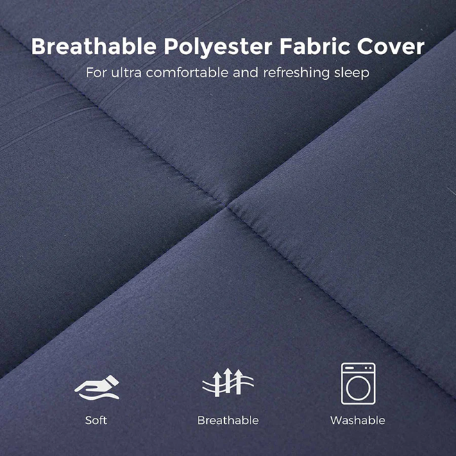 MAXYOYO Japanese Floor Futon Mattress - Thick Padded & Portable Navy Blue Floor Bed for Guest Room, Dorm, Camping & Travel