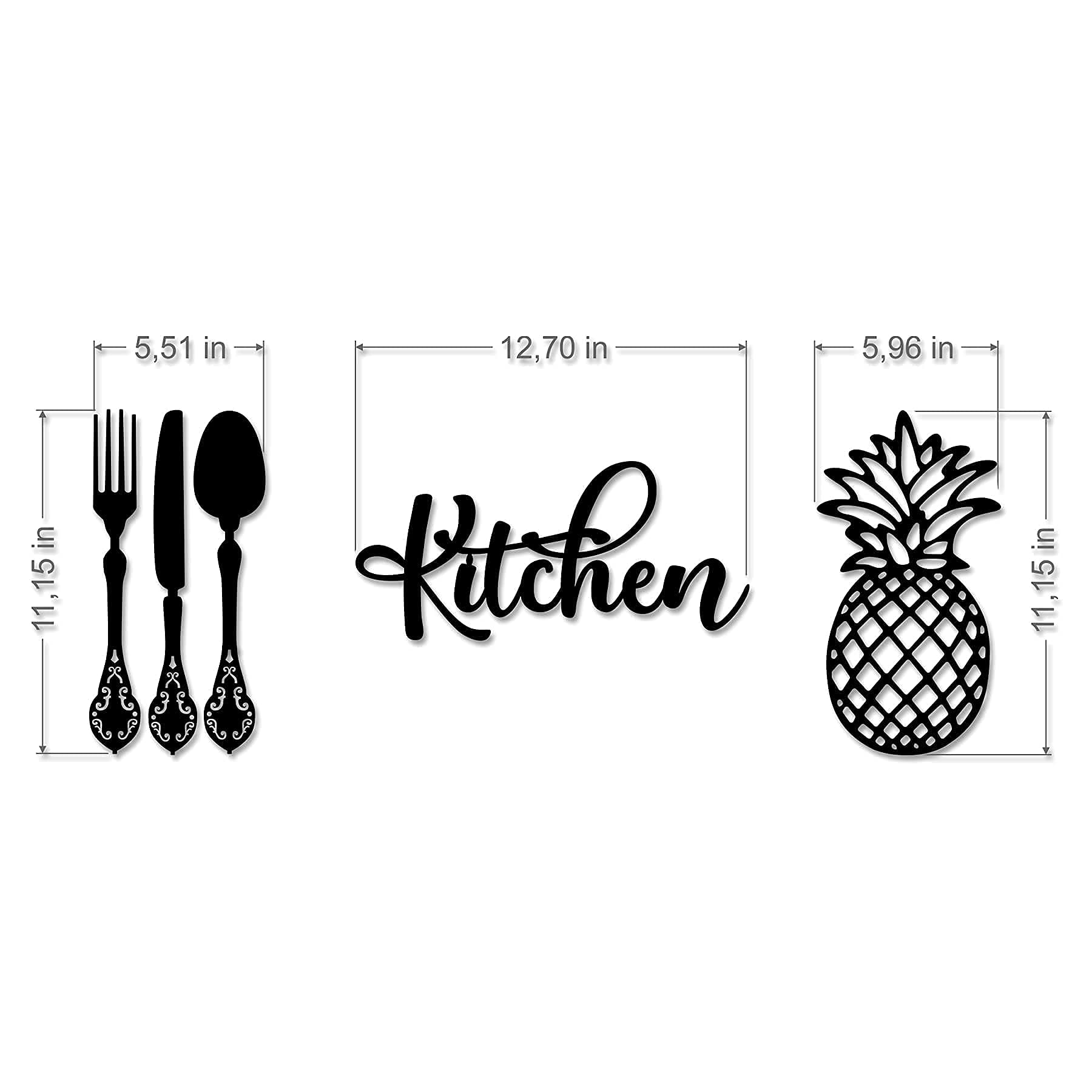 4eN Modern Wooden Kitchen Wall Decor Set - 5 Piece MDF Cutlery Sign for Dining Room, Kitchen, Cafe & Farmhouse | Rustic Home Accessories for Wall Decoration & Interior Design