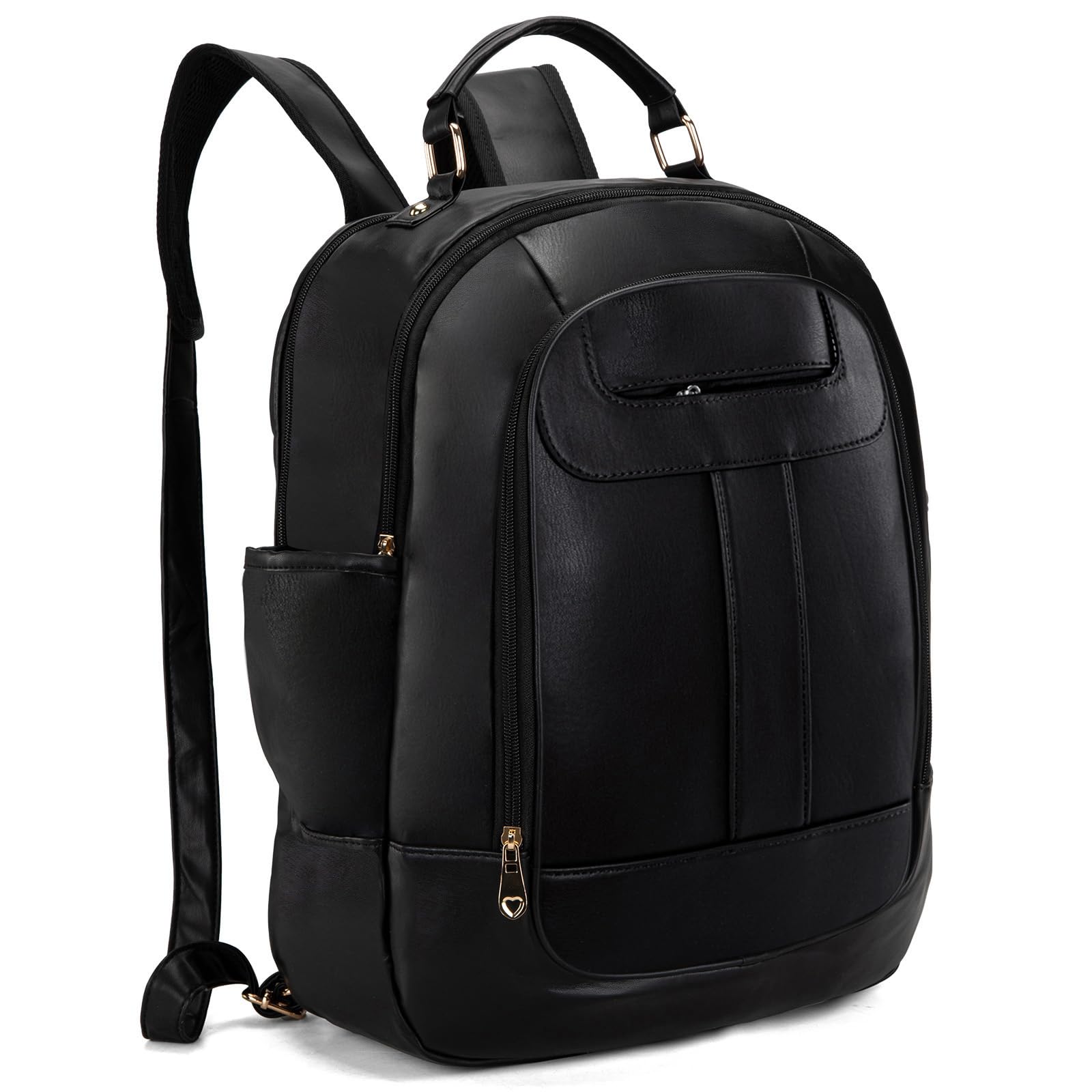 Montana West Vegan Faux Leather Backpack for Women & Men - Lightweight Travel Laptop Backpack for Work, Business & School - Water-Resistant Black Daypack for Commuting, College & Airplane Carry-On
