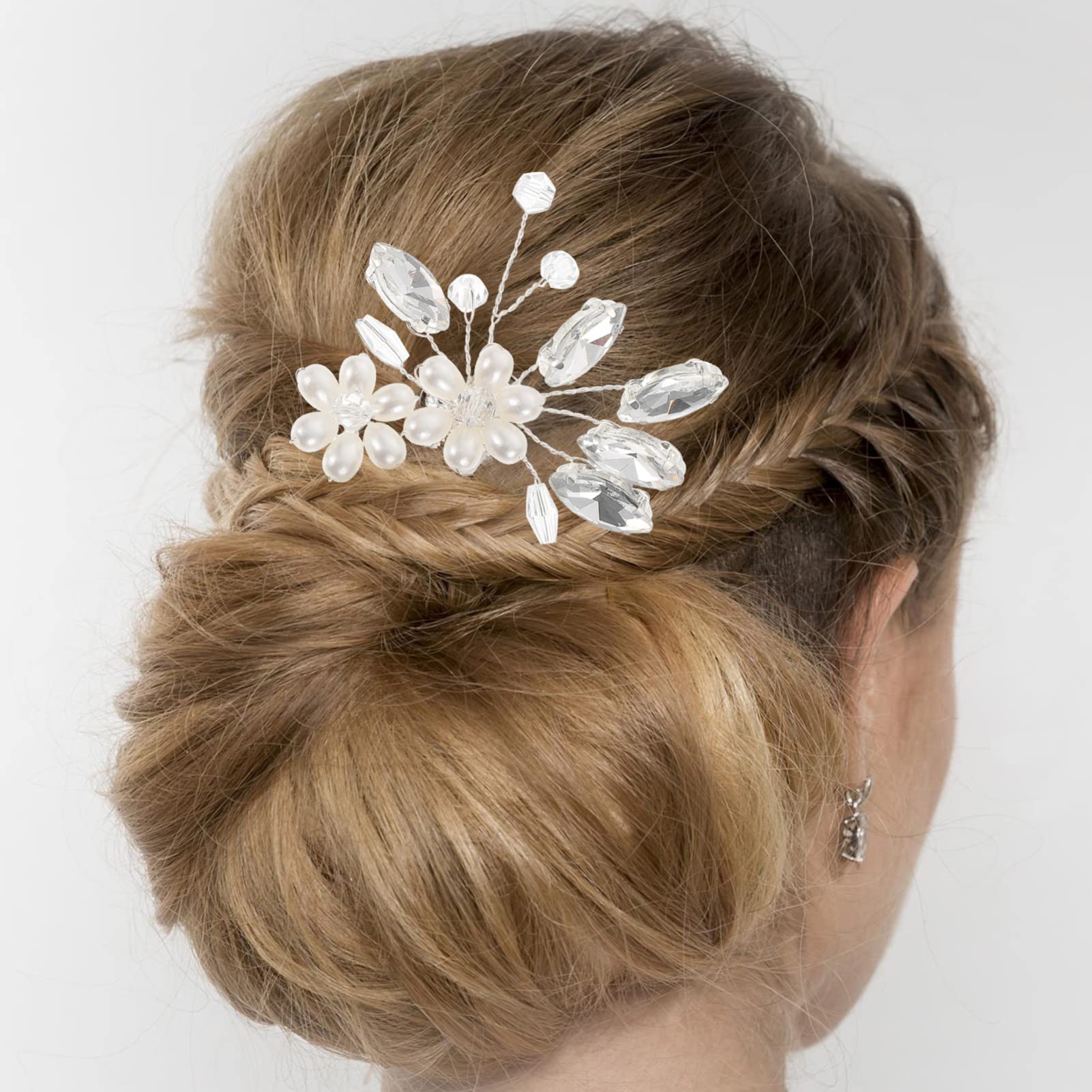 Elegant KALLORY Rhinestone Bridal Hair Pins & Clips - 2PC Set for Weddings, Bridesmaids & Special Occasions | Shimmering Hair Accessories for Bridal Showers, Prom & Formal Events