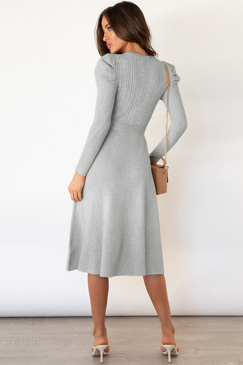 Elegant Long Sleeve Tie Waist Midi Sweater Dress for Women | Cozy Knit Fall Winter Outfit | Perfect for Office, Date Night & Holiday Parties