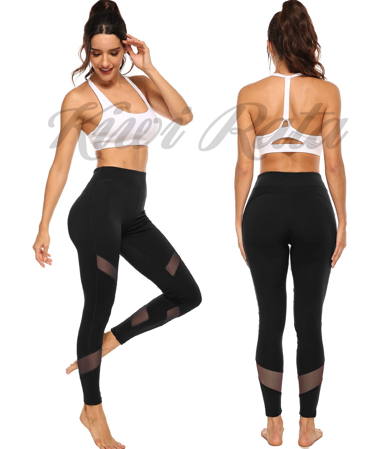 KIWI RATA Women's High-Waist Mesh Workout Capris - Breathable Yoga Pants for Gym, Running & Fitness | Perfect for Yoga, Pilates & Active Lifestyle