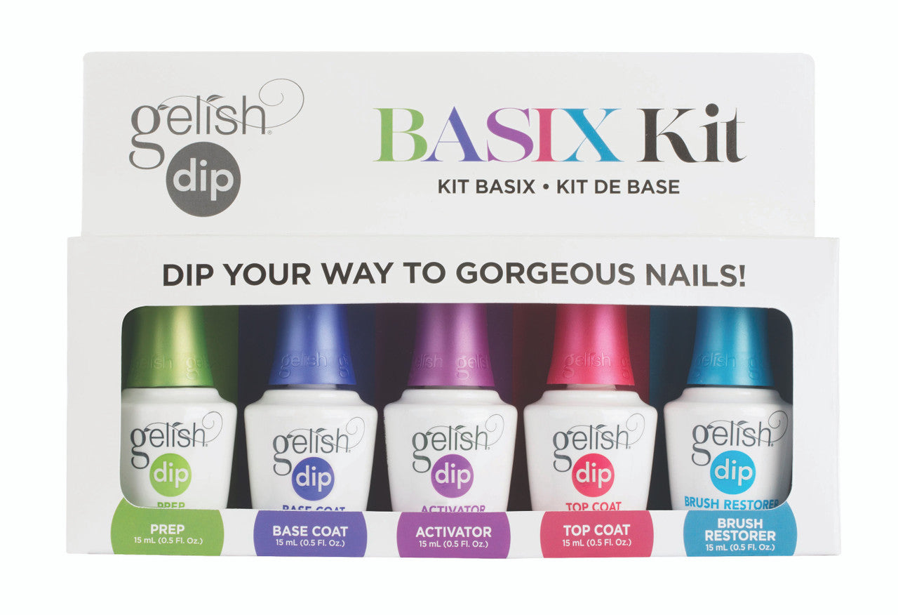 Gelish Dip Basix Kit - 5 Piece Professional Nail Dip Powder Starter Set for Salon-Quality Manicures at Home | Perfect for DIY Nails, Gifts & Beginners
