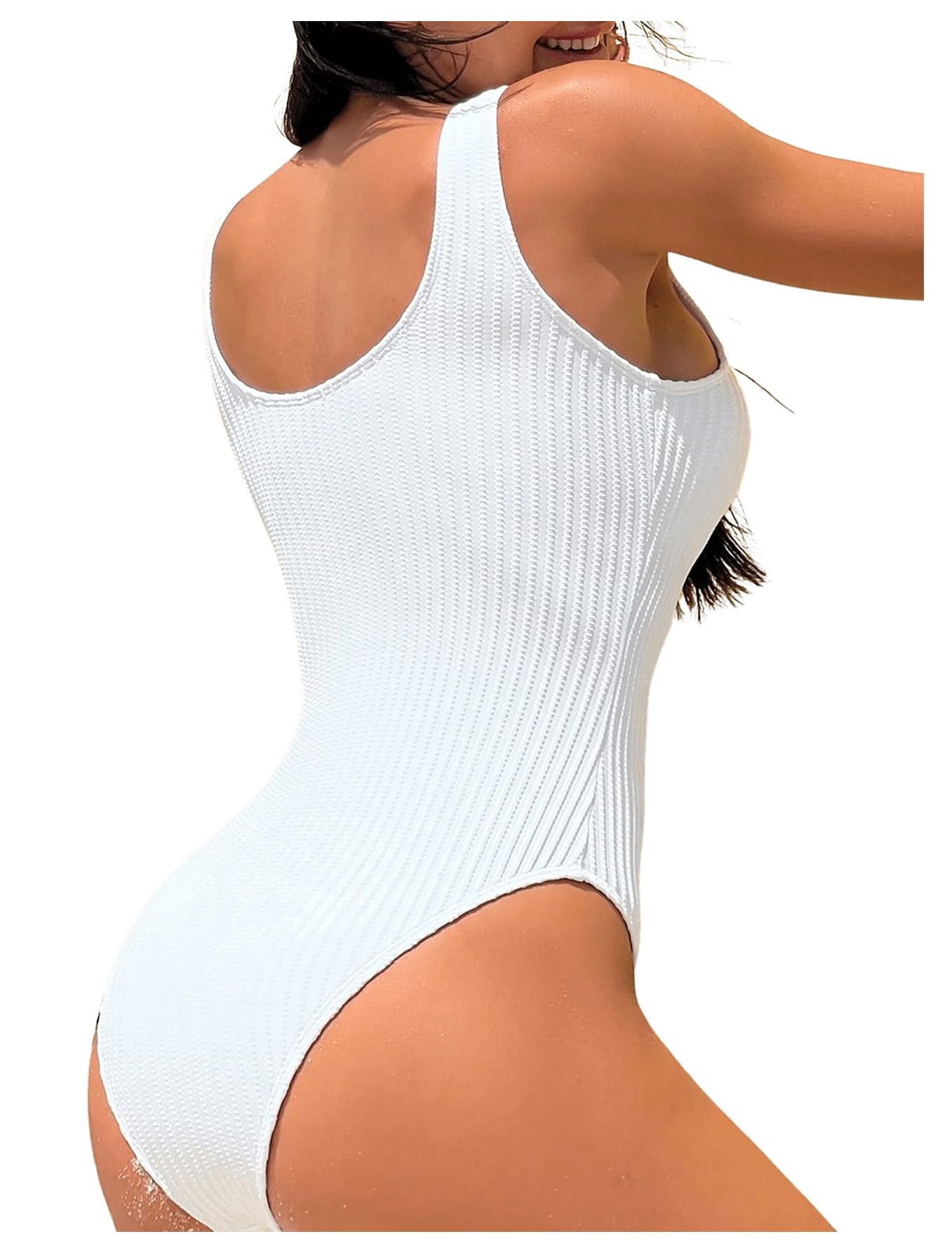 SweatyRocks Women's Sexy Cut Out One Piece Swimsuit - Solid Color Front Bikini for Beach, Pool & Summer Vacation