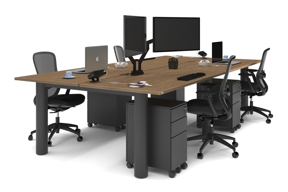 Quadro Cylinder Leg 4-Person Office Workstation Desk - 1800L x 800W with Cable Management - Perfect for Collaborative Workspaces & Open Office Environments