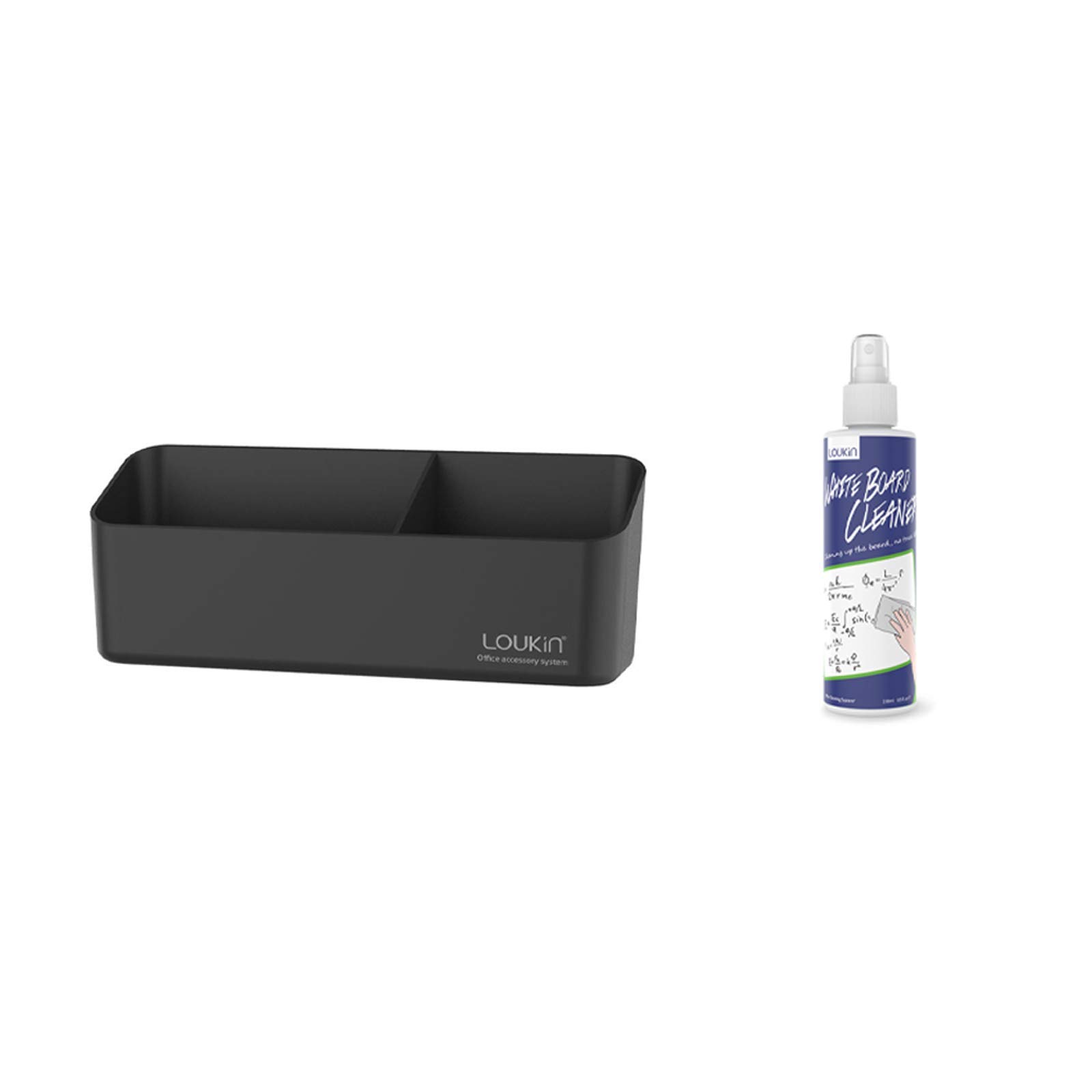 Magnetic Whiteboard Accessories Set - 2-in-1 Marker Holder with Adhesive & Magnetic Backing + Non-Toxic Whiteboard Cleaner (8.5 fl oz) for Office, Classroom & Home Organization
