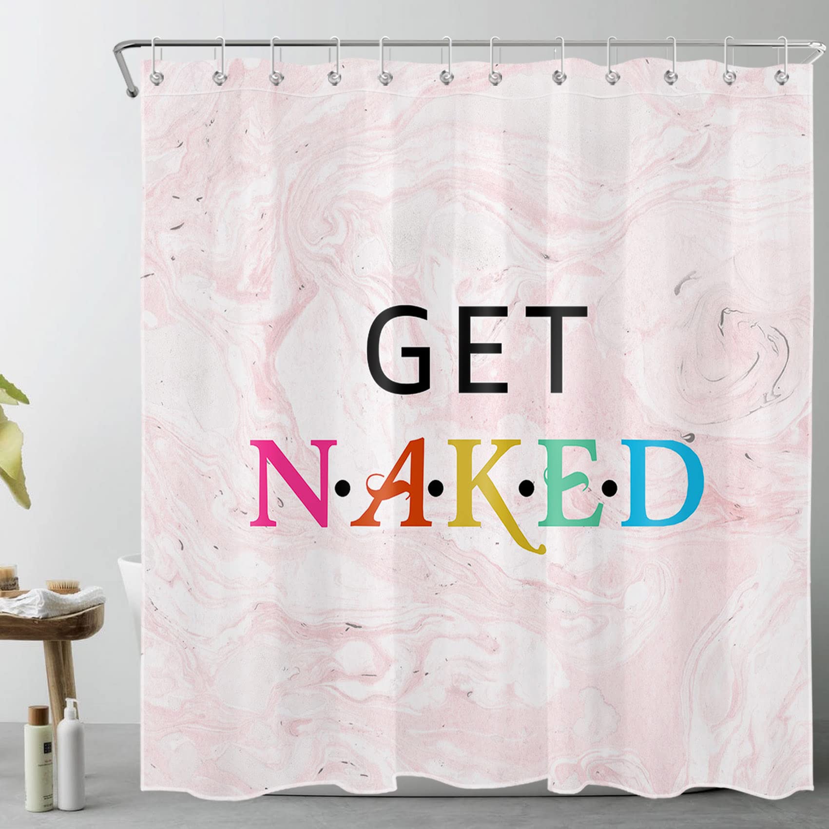 HVEST Pink Abstract Marble Shower Curtain - 72x78 Inch Waterproof Polyester Bathroom Decor with Hooks, Minimalist Modern Bath Accessories for Stylish Home & Spa Experience