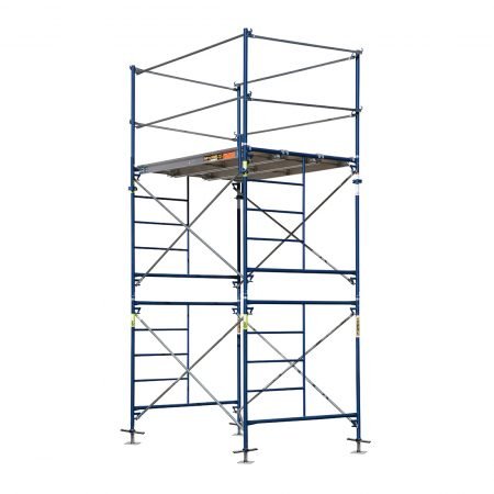Complete Scaffold Tower with 24 IN. Leveling Jacks - Heavy Duty Aluminum Construction for Home Renovation & Roofing Projects