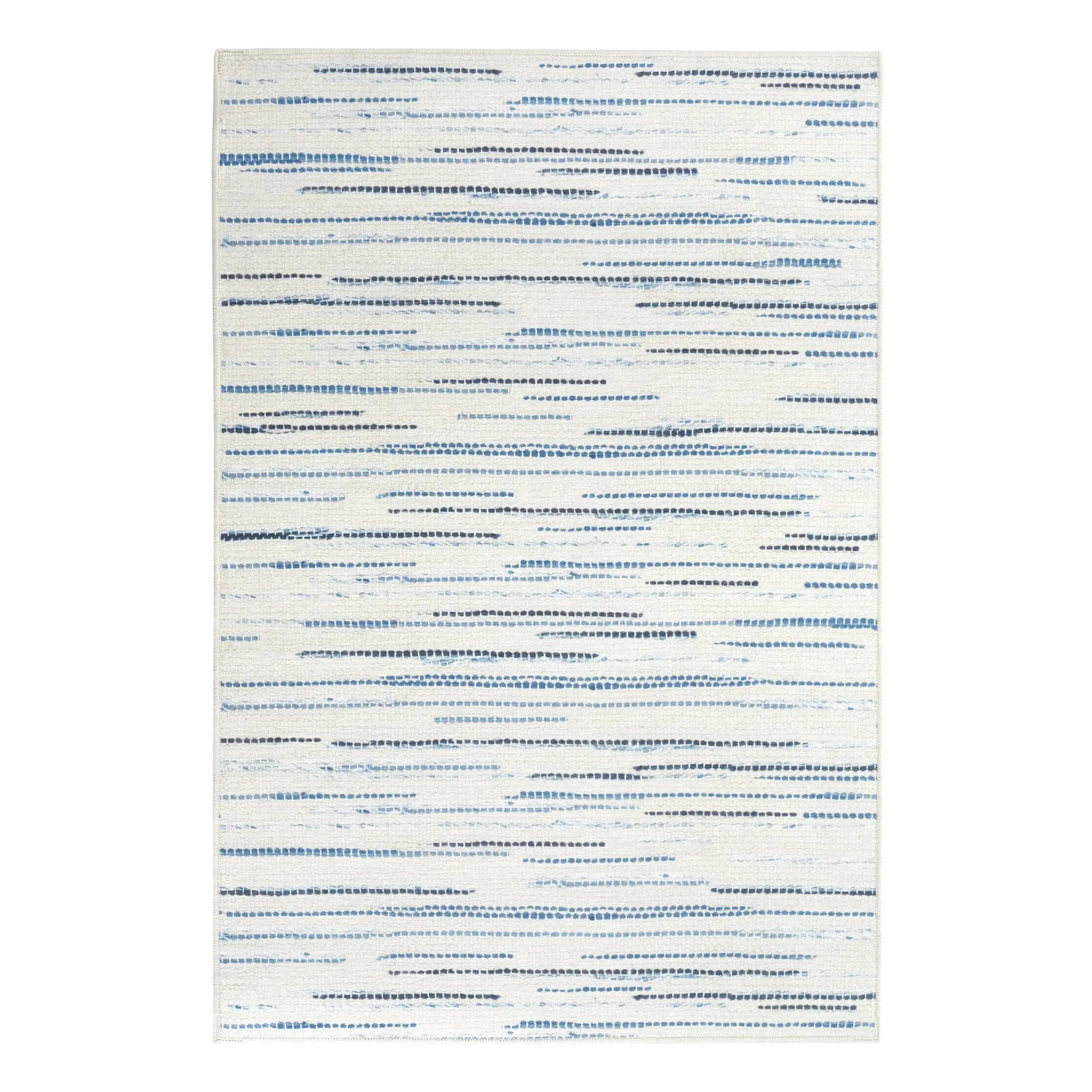 Elwood Blue Machine Washable Rug - Soft & Durable Indoor/Outdoor Carpet for Living Room, Bedroom, Patio - Easy Clean Low Pile Area Rug