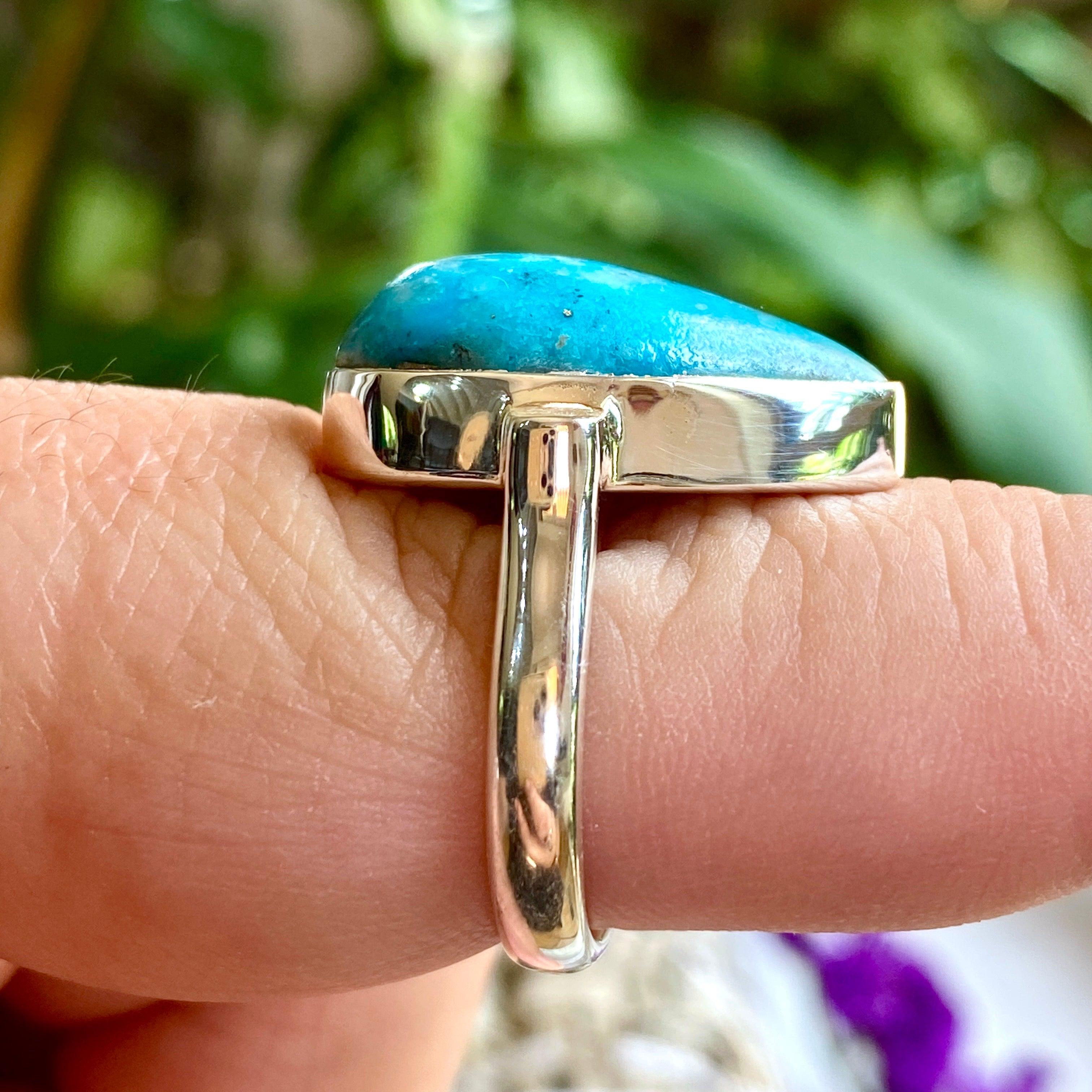 Persian Turquoise with Pyrite Teardrop Ring - Size 9 - KRGJ2522 - Elegant Boho Jewelry for Women, Perfect for Weddings, Parties & Everyday Wear