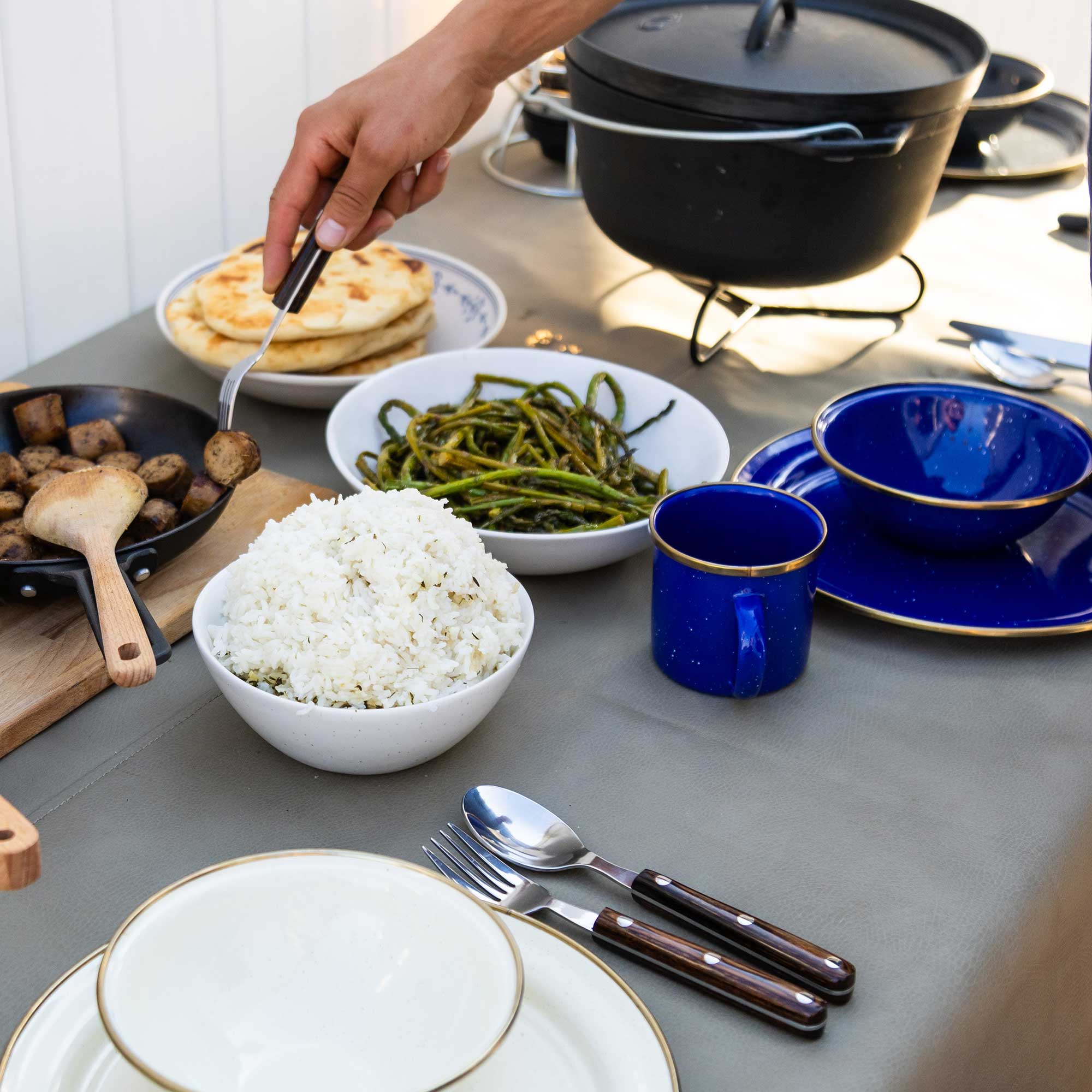 4-Person Enamelware Dining Table Set - Durable & Stylish Outdoor/Indoor Picnic, Camping & Patio Furniture for Family Gatherings