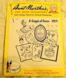 Vintage Transfer Pattern Gaggle of Geese - Aunt Martha's 3819 Iron-On Embroidery Design for DIY Crafts, Quilting & Fabric Projects - Perfect for Home Decor, Apparel & Gift Making