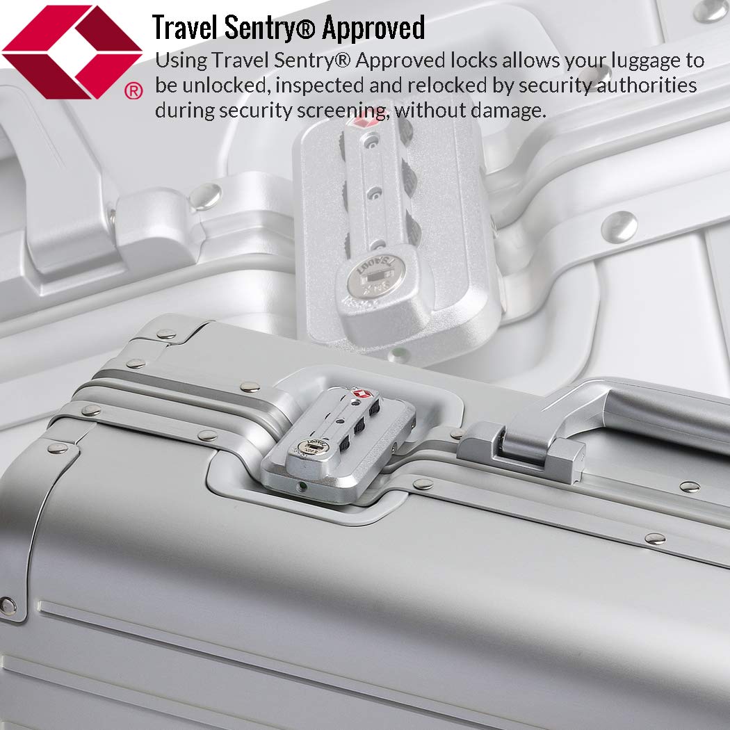 Lightweight Aluminum Hardside Carry-On Luggage - 20 Inch Silver Cabin Suitcase for Air Travel, Business Trips & Weekend Getaways