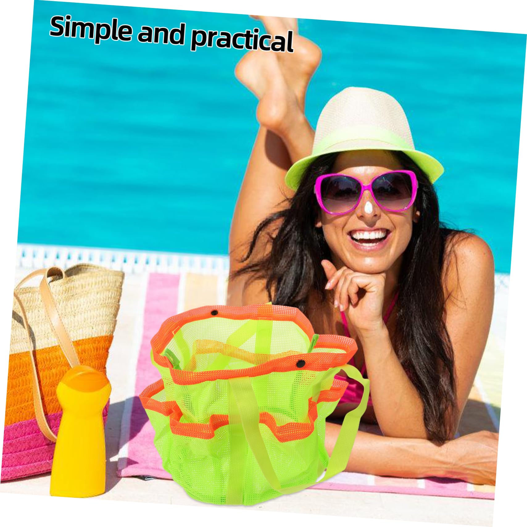 BESPORTBLE Large Mesh Beach Tote Bag for Women - Waterproof Travel Tote with Multiple Pockets, Spacious Capacity for Swimwear, Towels & Toiletries - Perfect for Beach Vacations, Pool Parties & Summer Travel
