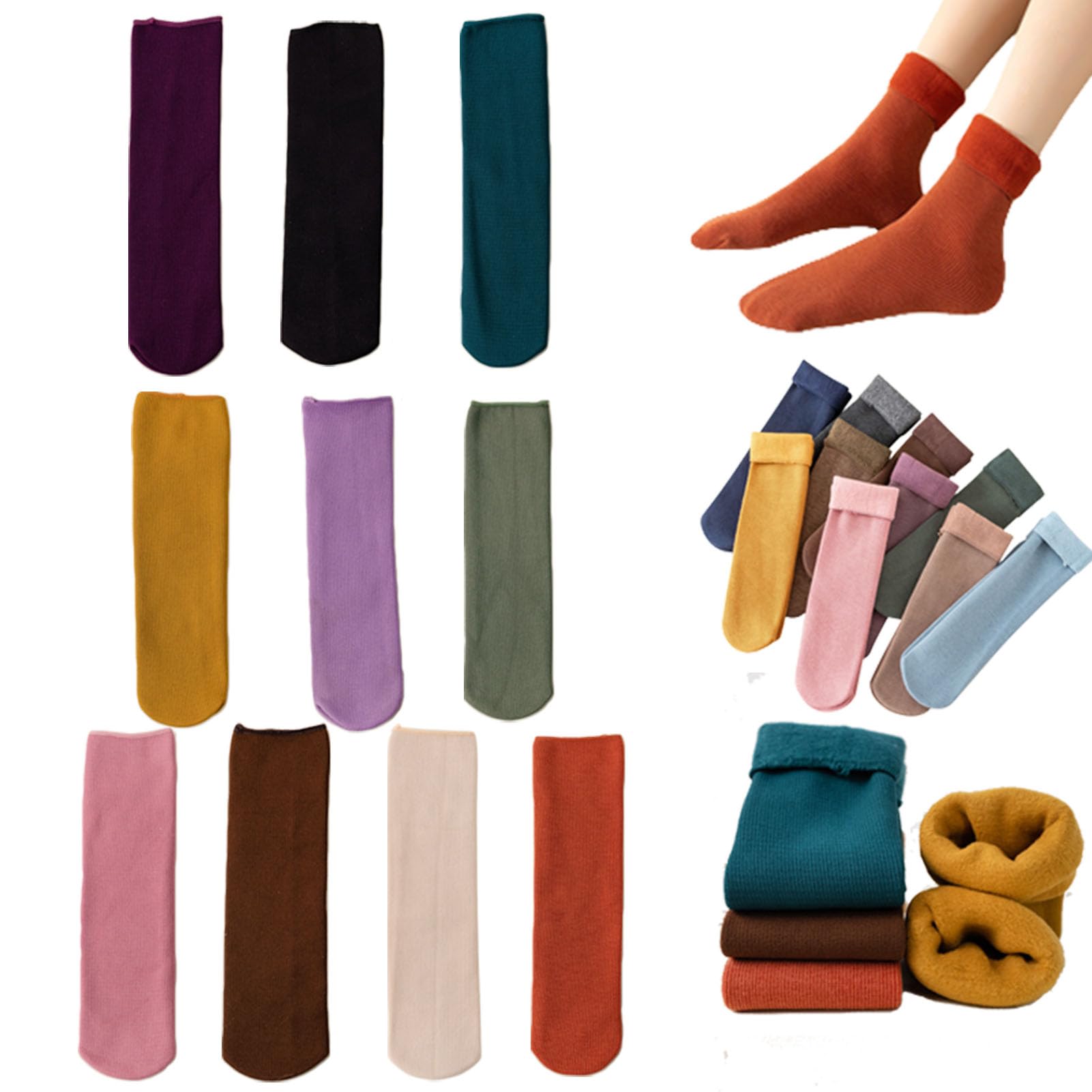 Janemore Women's Ultra Soft Velvet Thermal Socks - Fleece Cozy Winter Warm Stockings for Cold Weather, Indoor & Outdoor Activities